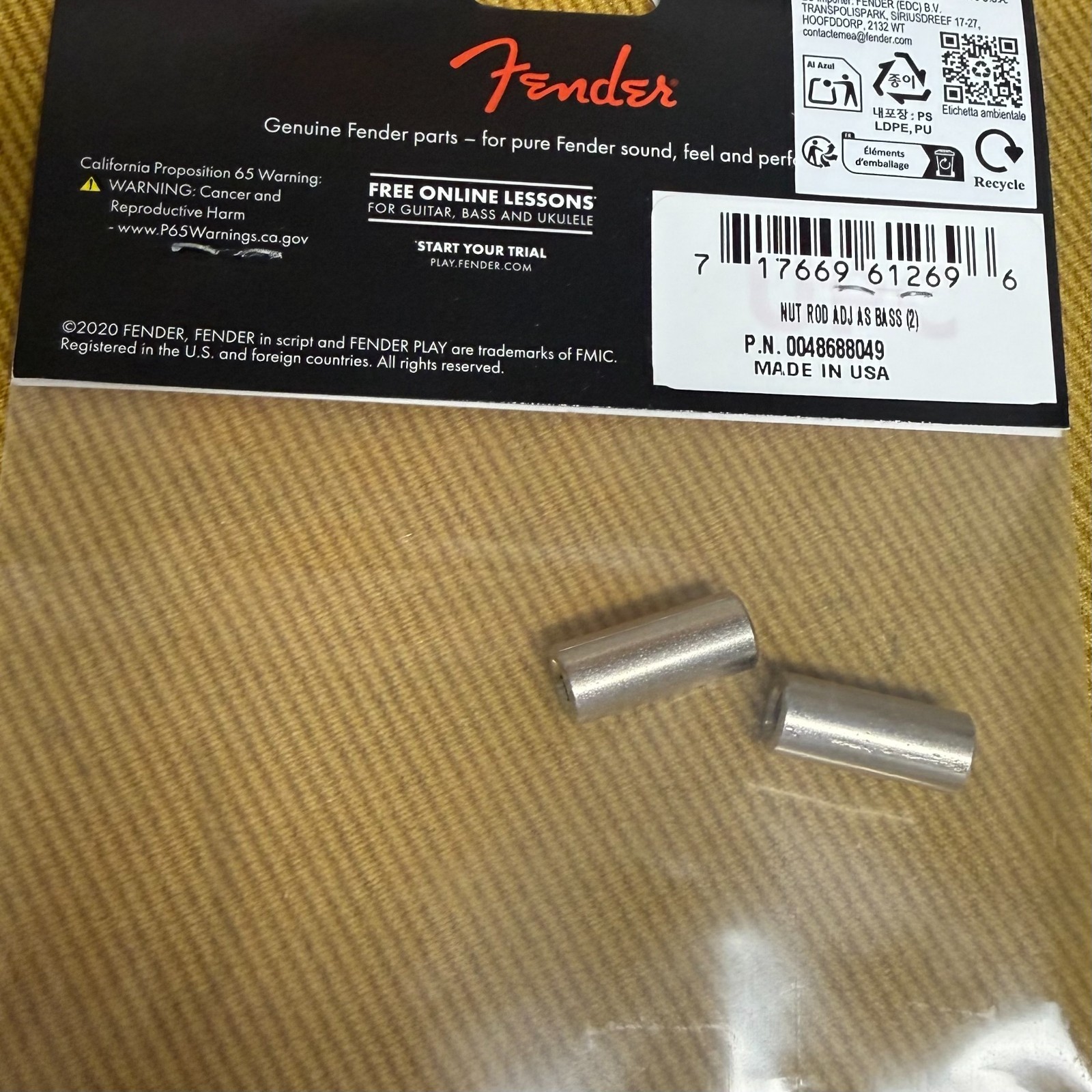 (2) Genuine Fender American Series P/Jazz Bass Truss Rod Nut 004-8688-049