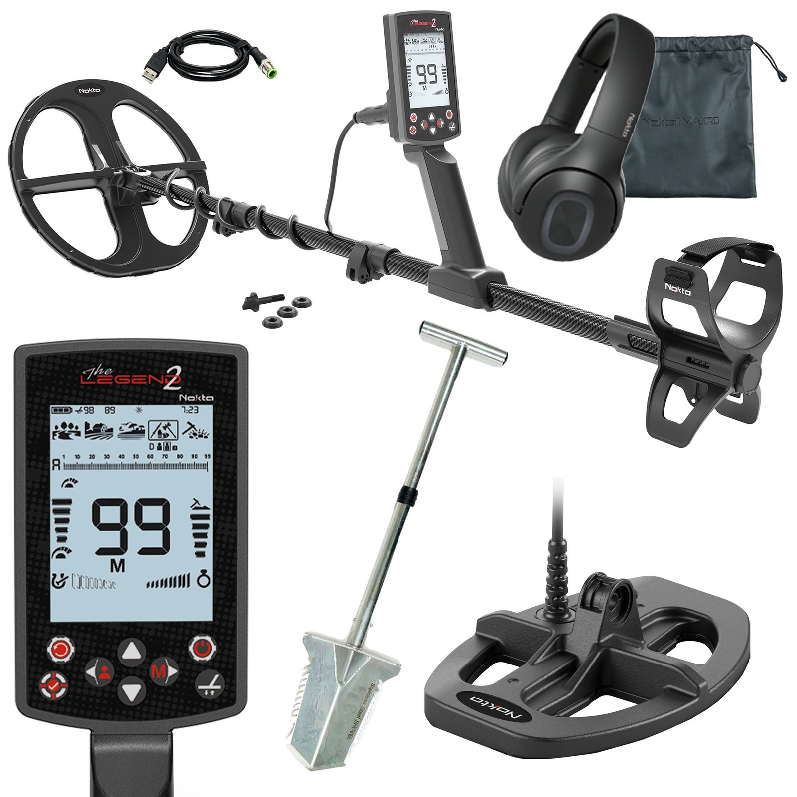 Nokta The Legend 2 SMF Waterproof Metal Detector with Stainless Steel Shovel