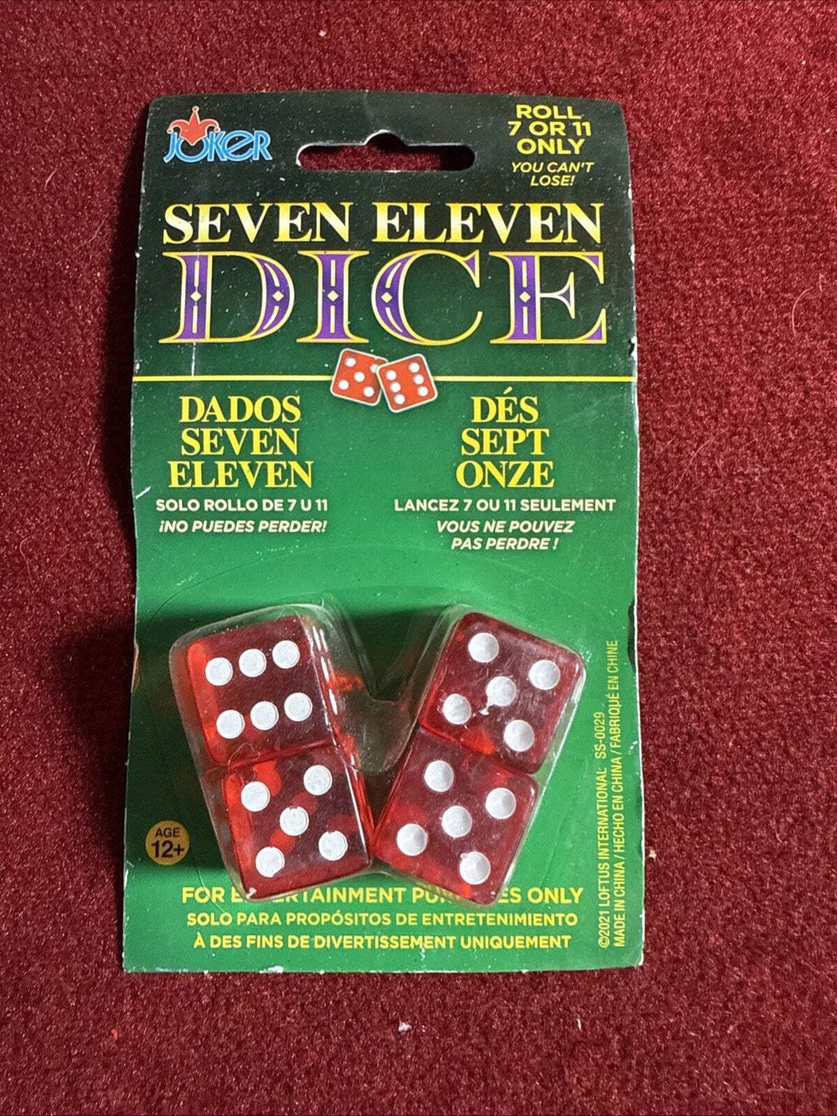 Seven Eleven Gimmicked Trick Dice - 4 Red Dice (2 Reg 2 Gimmicked)