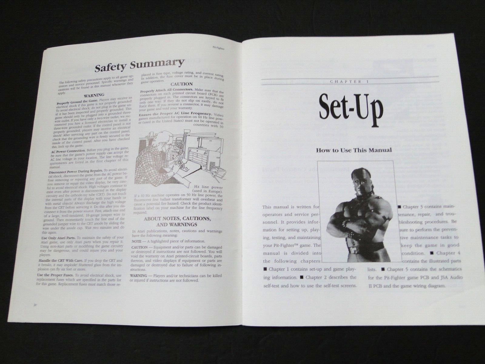 Vintage 1990 Atari: Pit-Fighter Arcade Operator's Manual