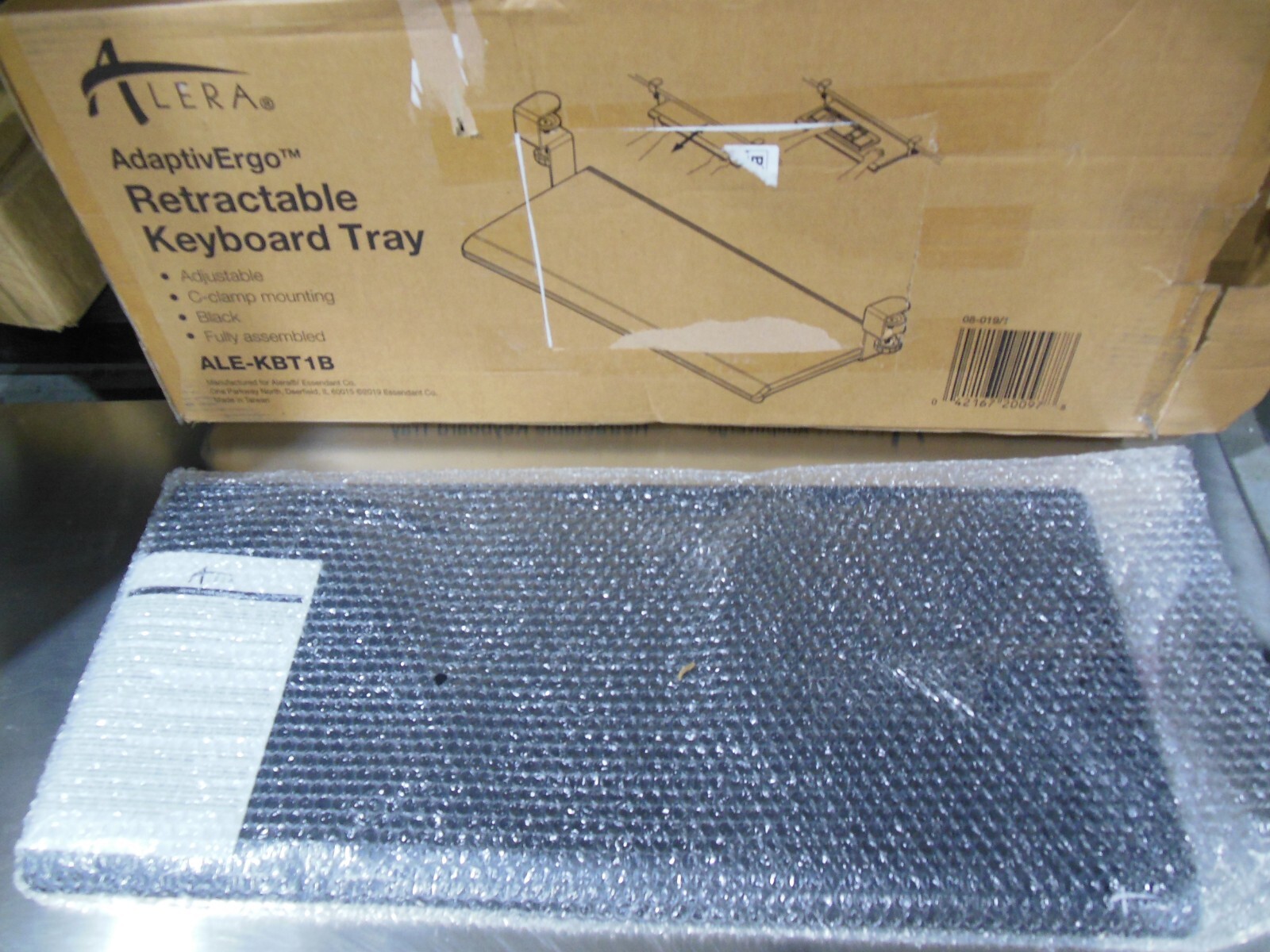 ALERA ADAPTIVERGO RETRACTABLE KEYBOARD TRAY ALE-KBT1B (MISSING BOTH CLAMPS)