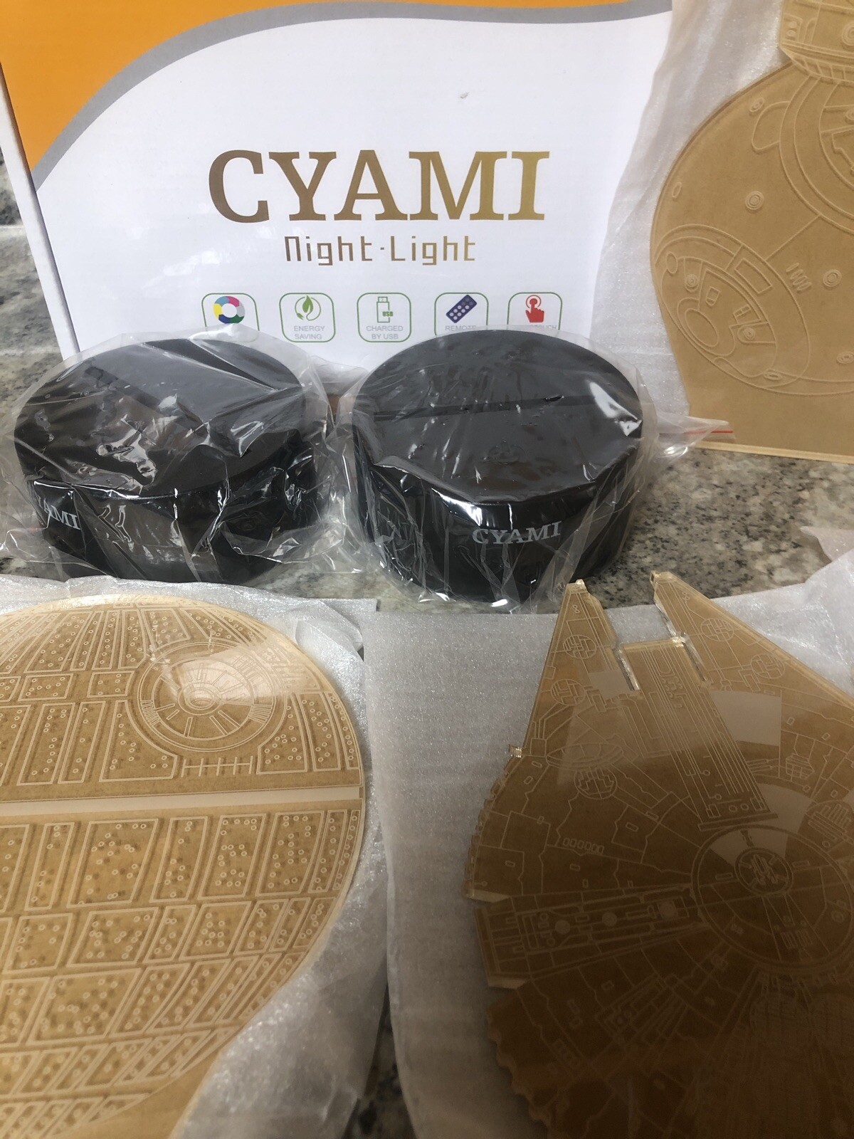 Open Box Cyami Star Wars Night Light W/ Remote Controller 2 Pack