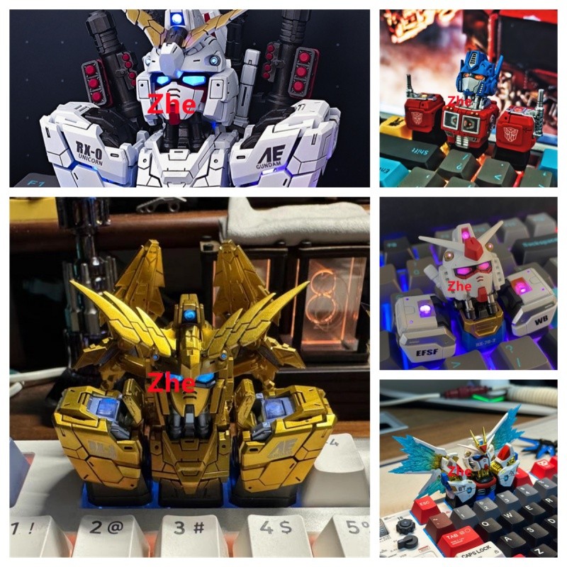 GUNDAM RX-78 Keycap 3-in-1 Translucent Resin Key Cap Keyboard Accessories Gift