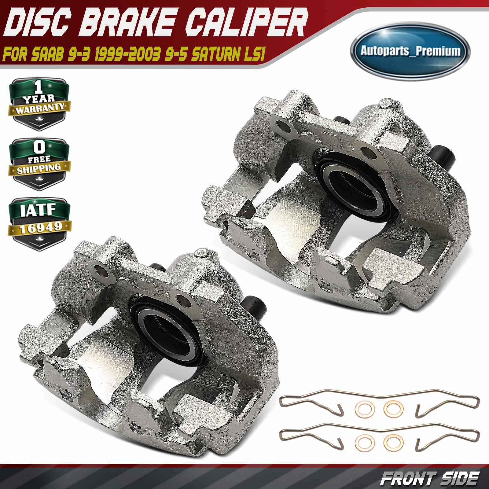 Pair Front Brake Calipers with Bracket for Saab 9-3 1999-2003 9-5 Saturn LS1 LS2