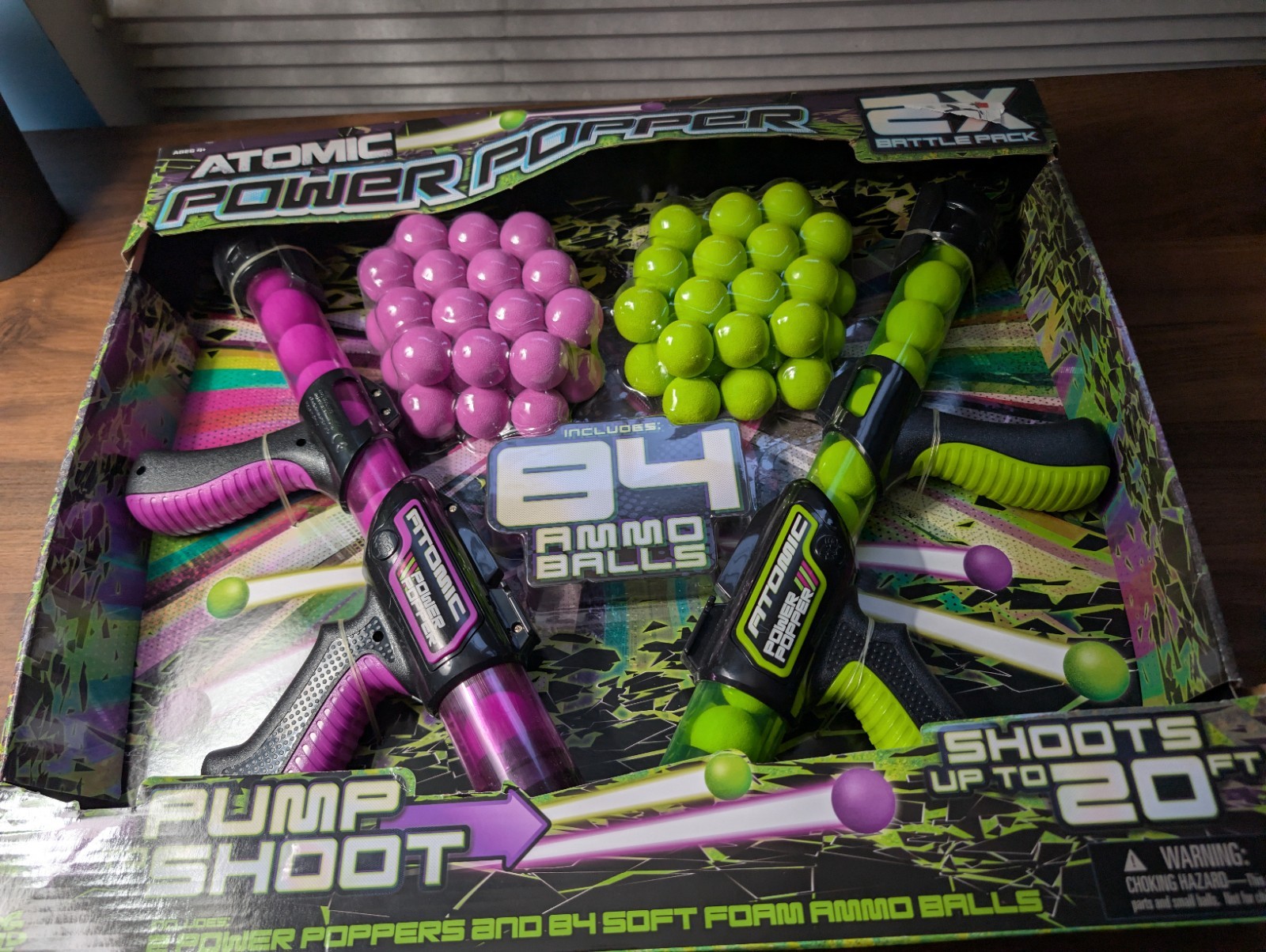 Atomic power popper battle pack with 84 balls & 2 power poppers hot wild - NIB