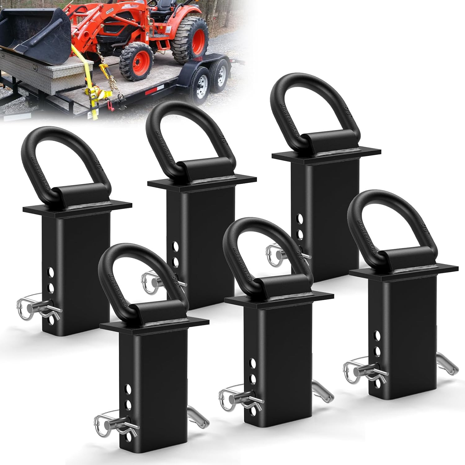 5/8” Stake Pocket Tie down D Rings,Heavy Duty Trailer D Rings with Anti-Loss Pin