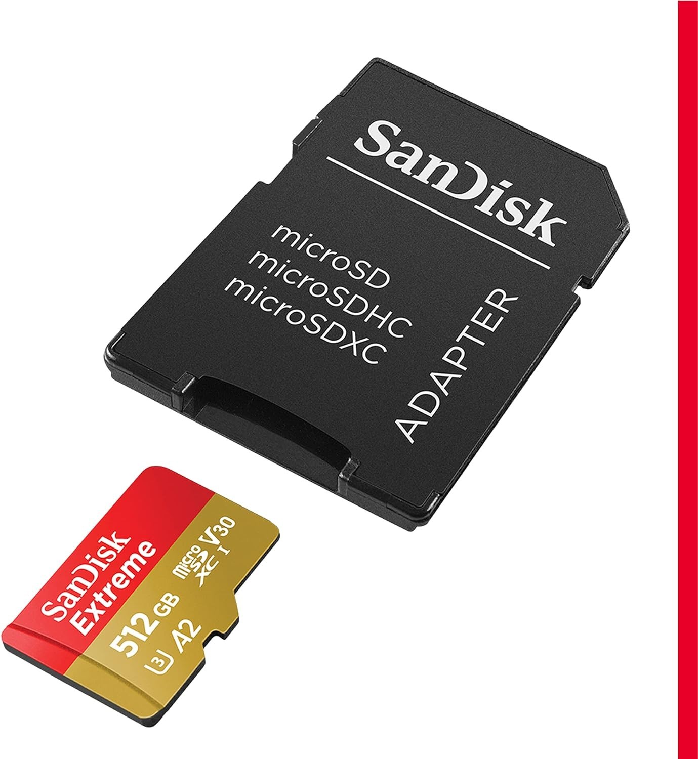 SANDISK 512GB EXTREME MICRO SD MICROSDXC CLASS 10 V30 A2 UHS-IU3 MEMORY CARD