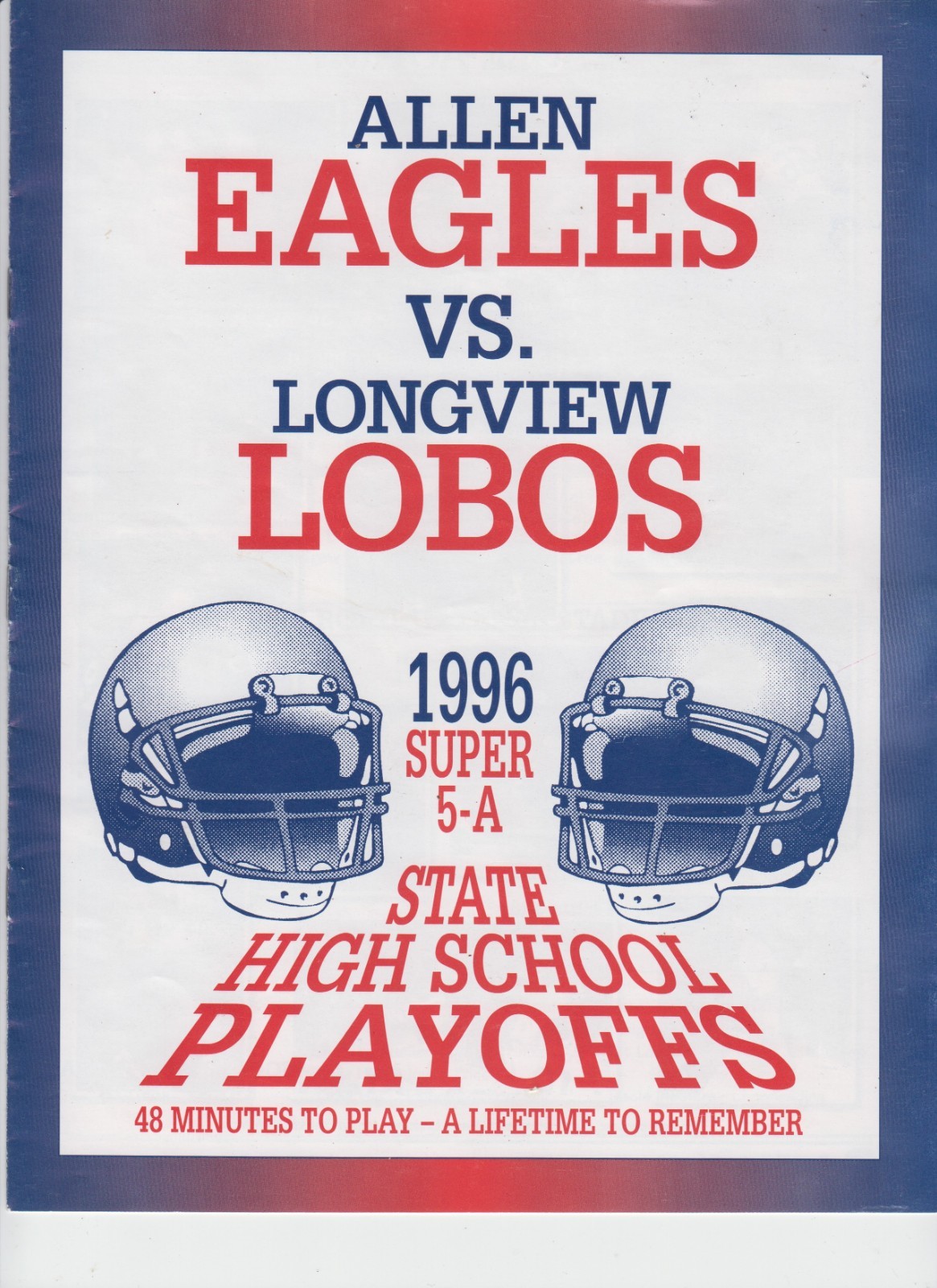 1996 TEXAS 5A REGIONAL PLAYOFF FOOTBALL  program  LONGVIEW vs ALLEN