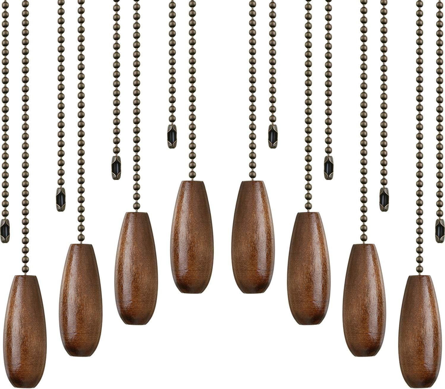 8 Pieces Ceiling Fan Pull Chains Extender Wooden Pendant Pull Chain Extension