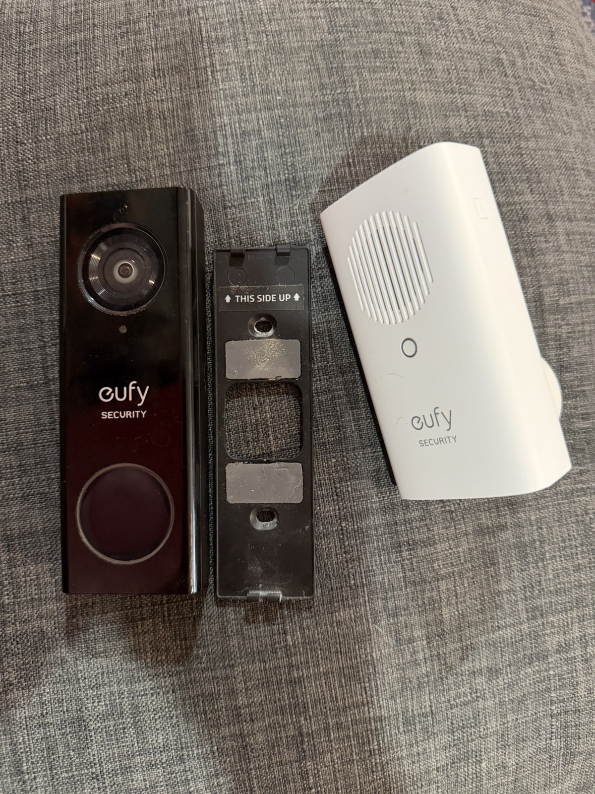 eufy T8202 Security Wired 2K Video Doorbell - White Base, Black Doorbell