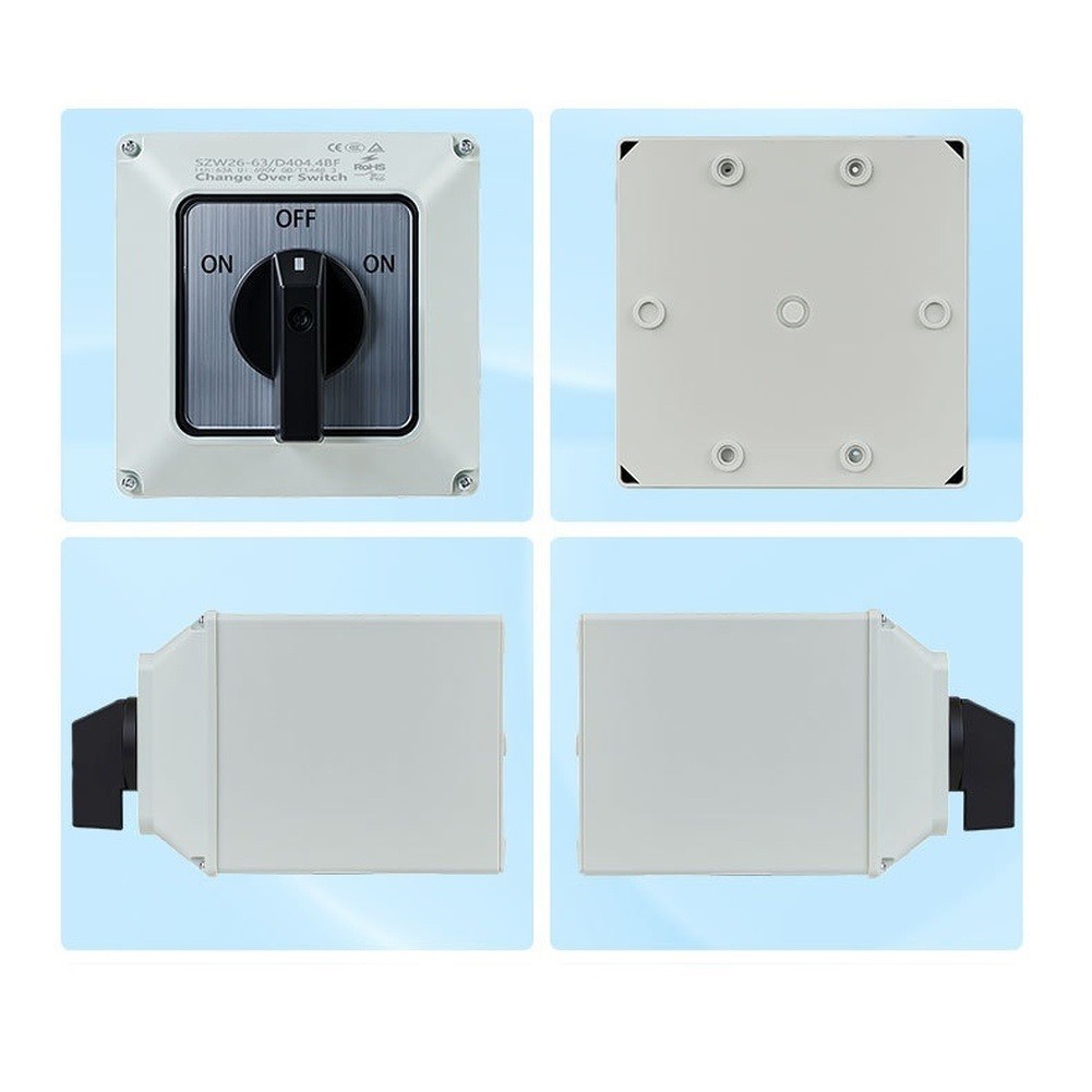 4 Pole ON-OFF-ON 3 Position Changeover Switch with IP65 Protective Enclosure