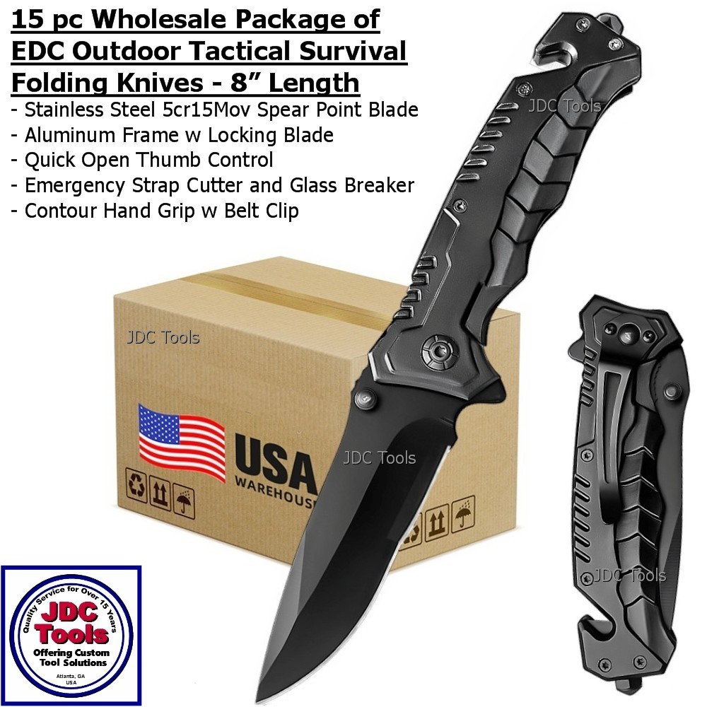 WHOLESALE 15 pc Outdoor Folding Pocket Knife Tactical Camping Survival