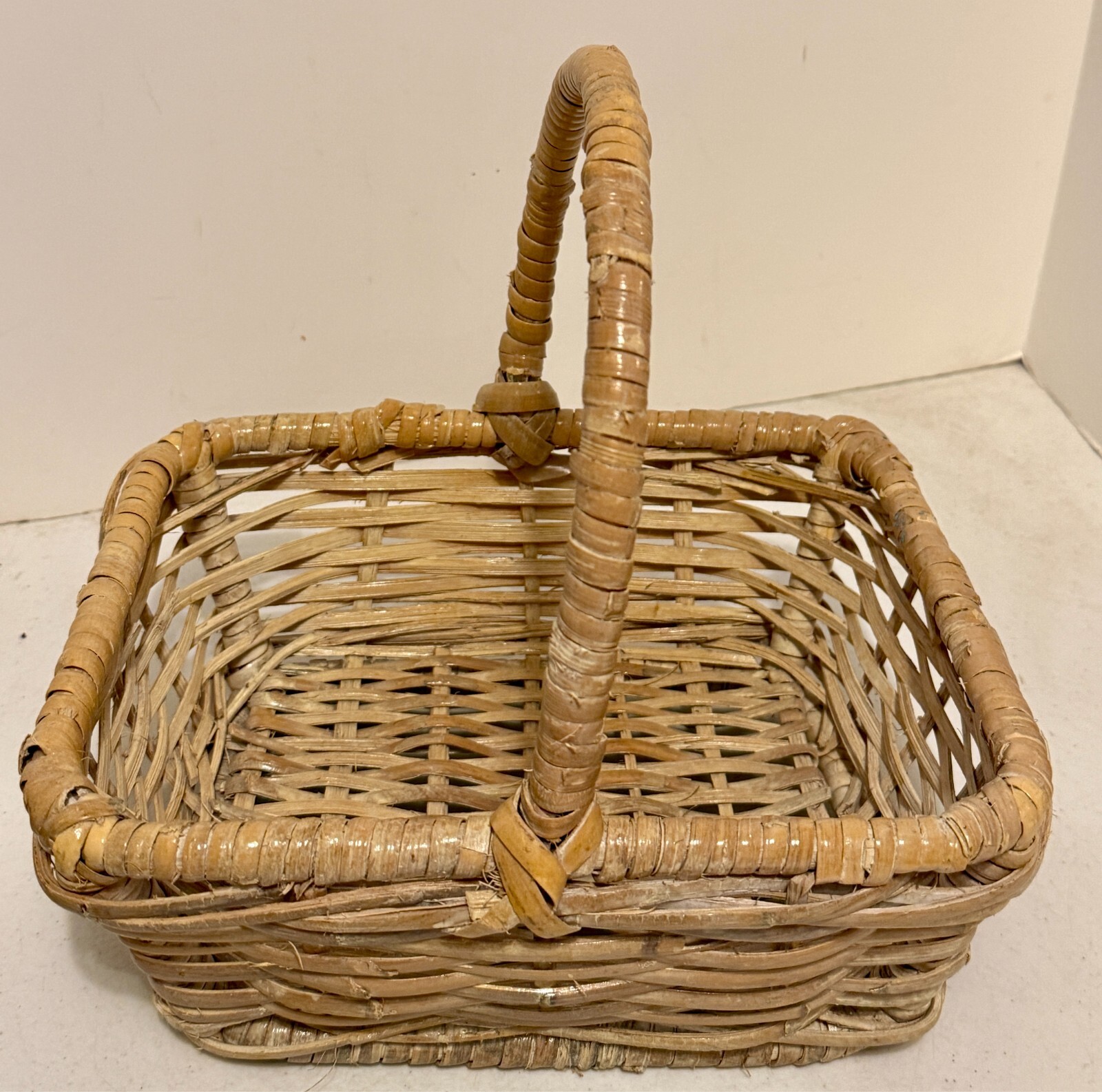 Wicker Woven Storage Basket 12" X 10” X 5” Rectangle 14" Tall with Handle