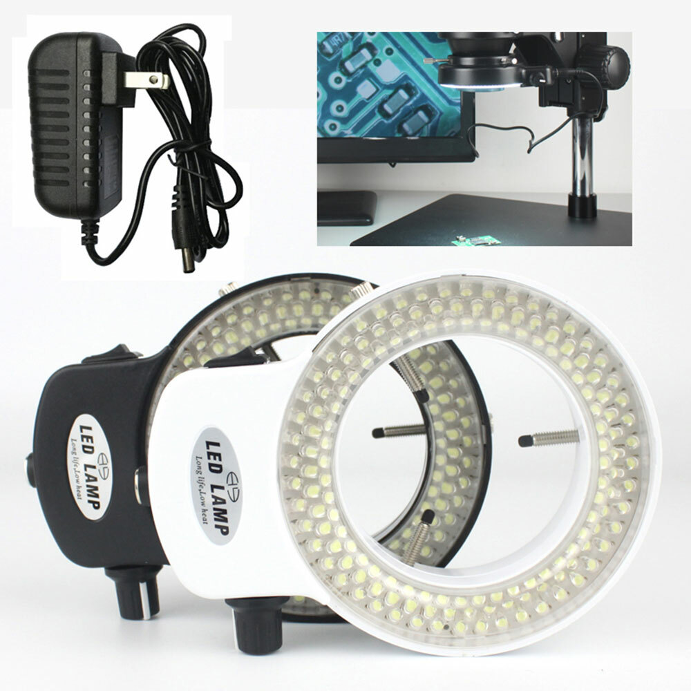 Adjustable 144 LED Bulbs Microscope Ring Light Illuminator Lamp US Plug #SH