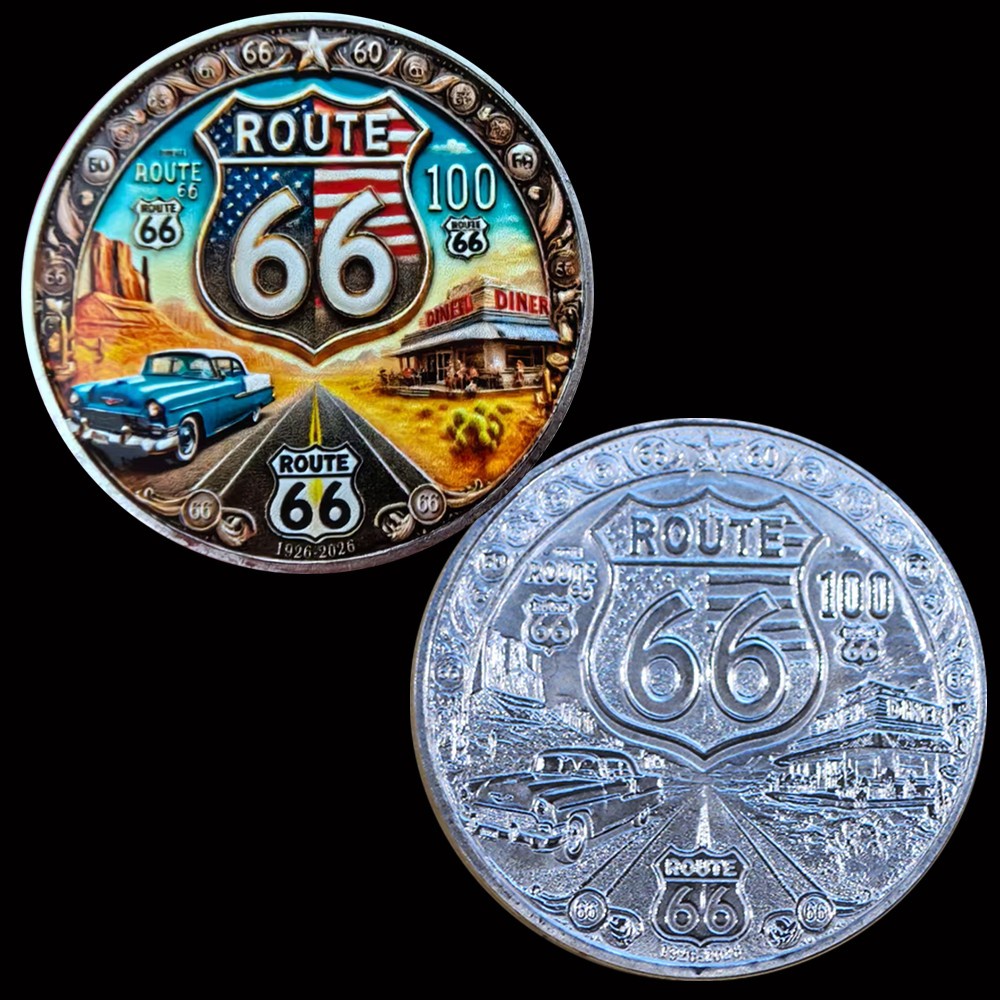 Route 66 Challenge Coin U.S. Roads Driving Travel Collectable 1-pc