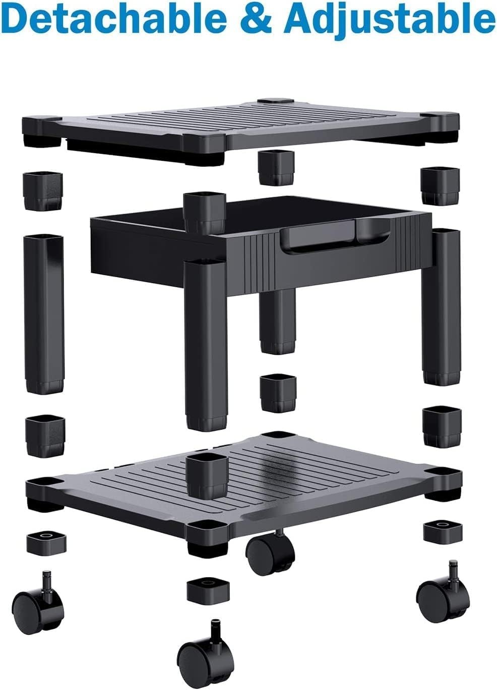 Printer Stand W/ Cable Management & Storage Drawer Printer Table W/ Locking