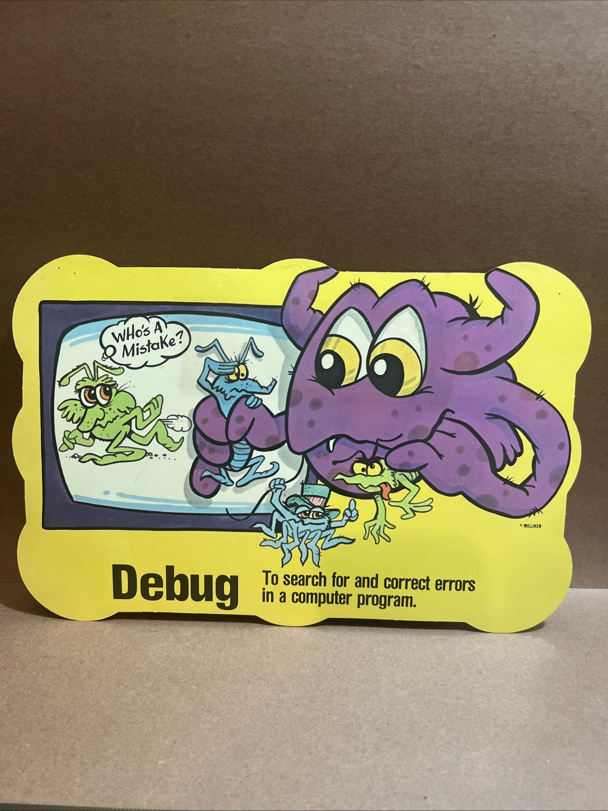 Vintage Computer Classroom Sign Milliken Programming Terms Debug Error 90s