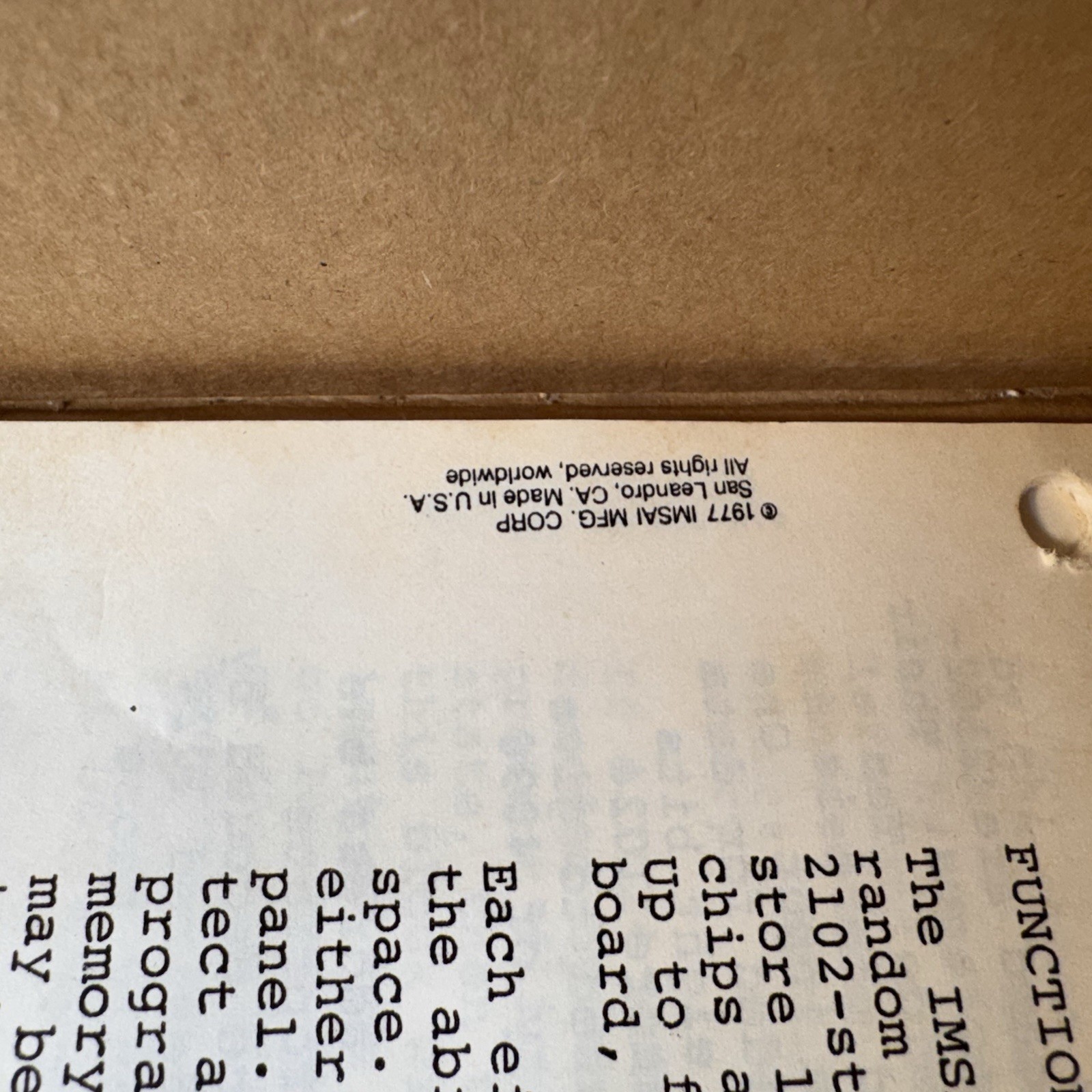 IMSAI RAM-4 For IMSAI 8080? 8085? Microcomputer 1970s Vintage Computing