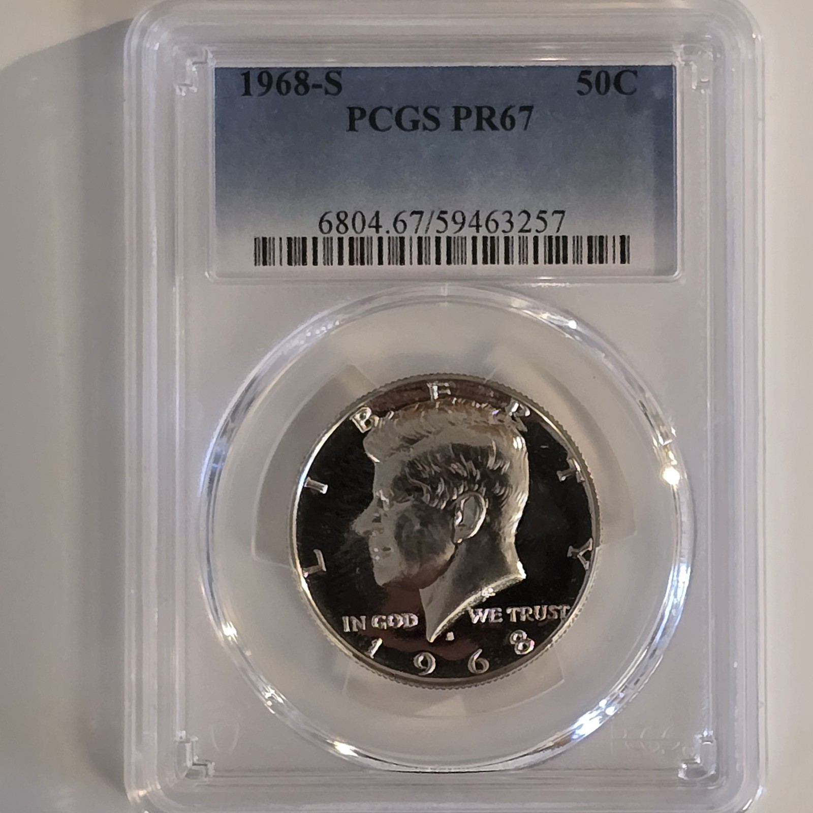 1968 S 50C Silver Kennedy Half Dollar PCGS PR67 US 50C Coin Lot 0388