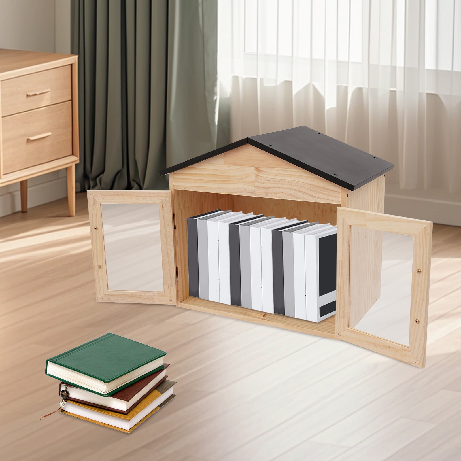 Outdoor Book Sharing Box Wood+Acrylic Library Book Box Free Standing+ Post Mount