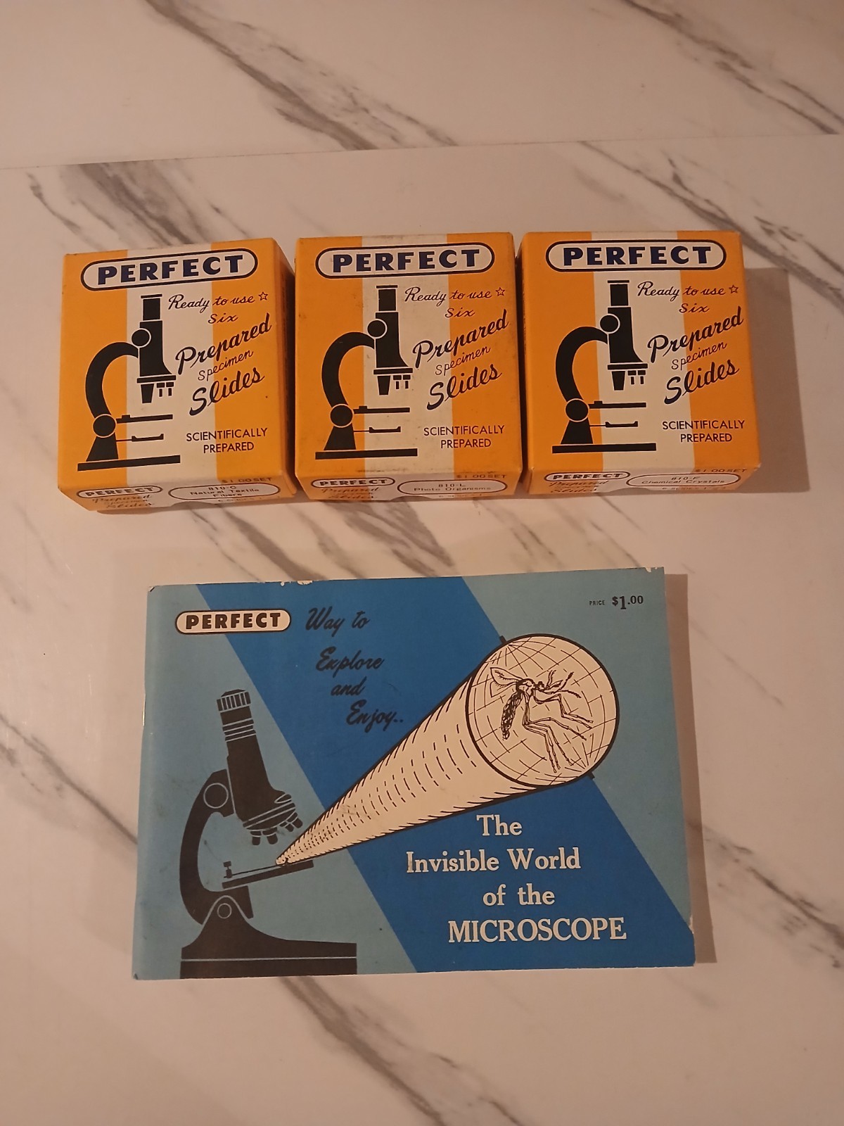 Lot of 3 Boxes of Perfect Prepared Speciman Slides With Booklet 810-C,F, L