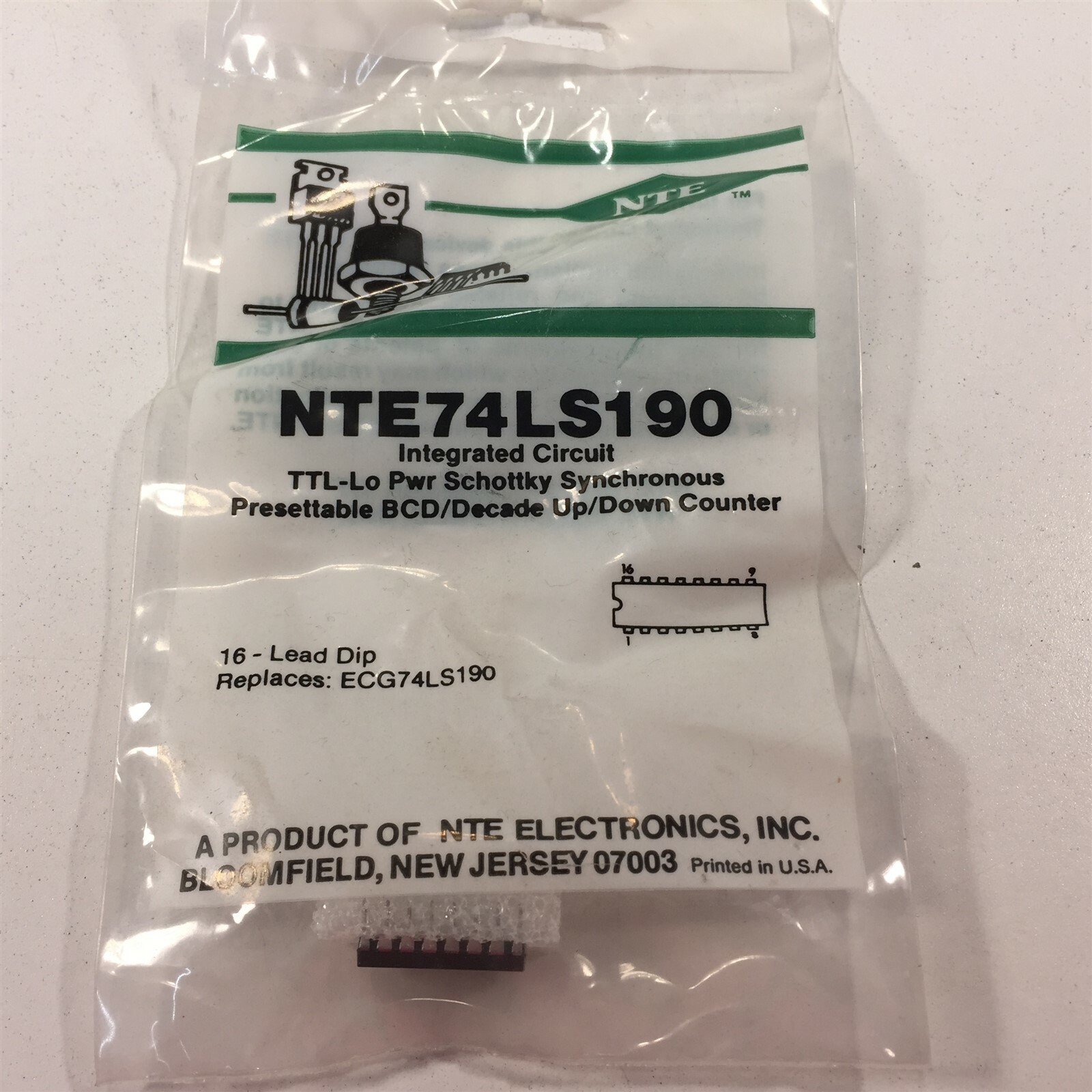(1) NTE NTE74LS190 Integrated Circuit TTL − Synchronous Up/Down Counter