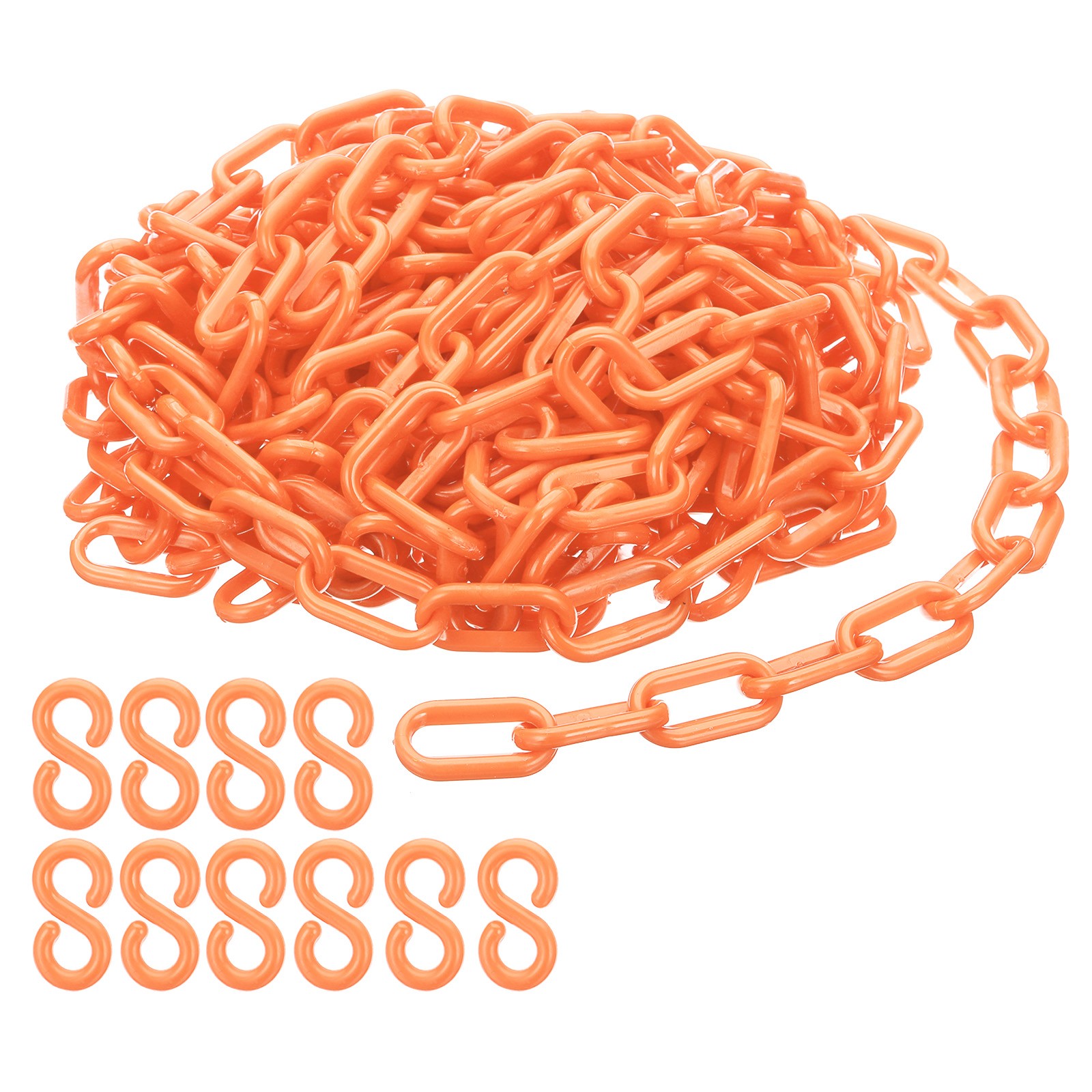 Plastic Chain Links 30 Foot Safety Chains Orange Chains Barriers 6mm