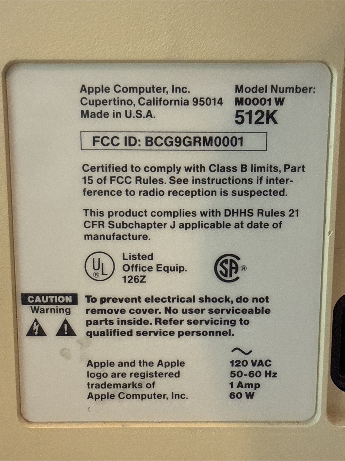 Apple Macintosh 512K M0001W Computer w/ Keyboard Mouse Original Box Untested