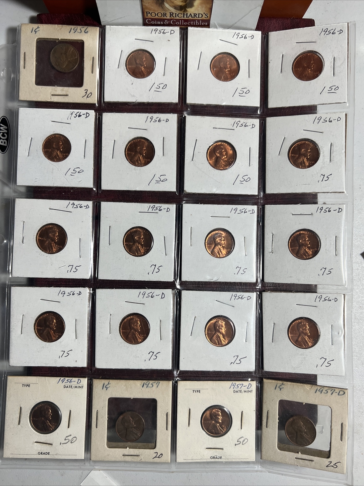 Wheat Ear Starter Set. 20 Assorted Mostly BU. 1956-1957 + Bonus 20. X1333