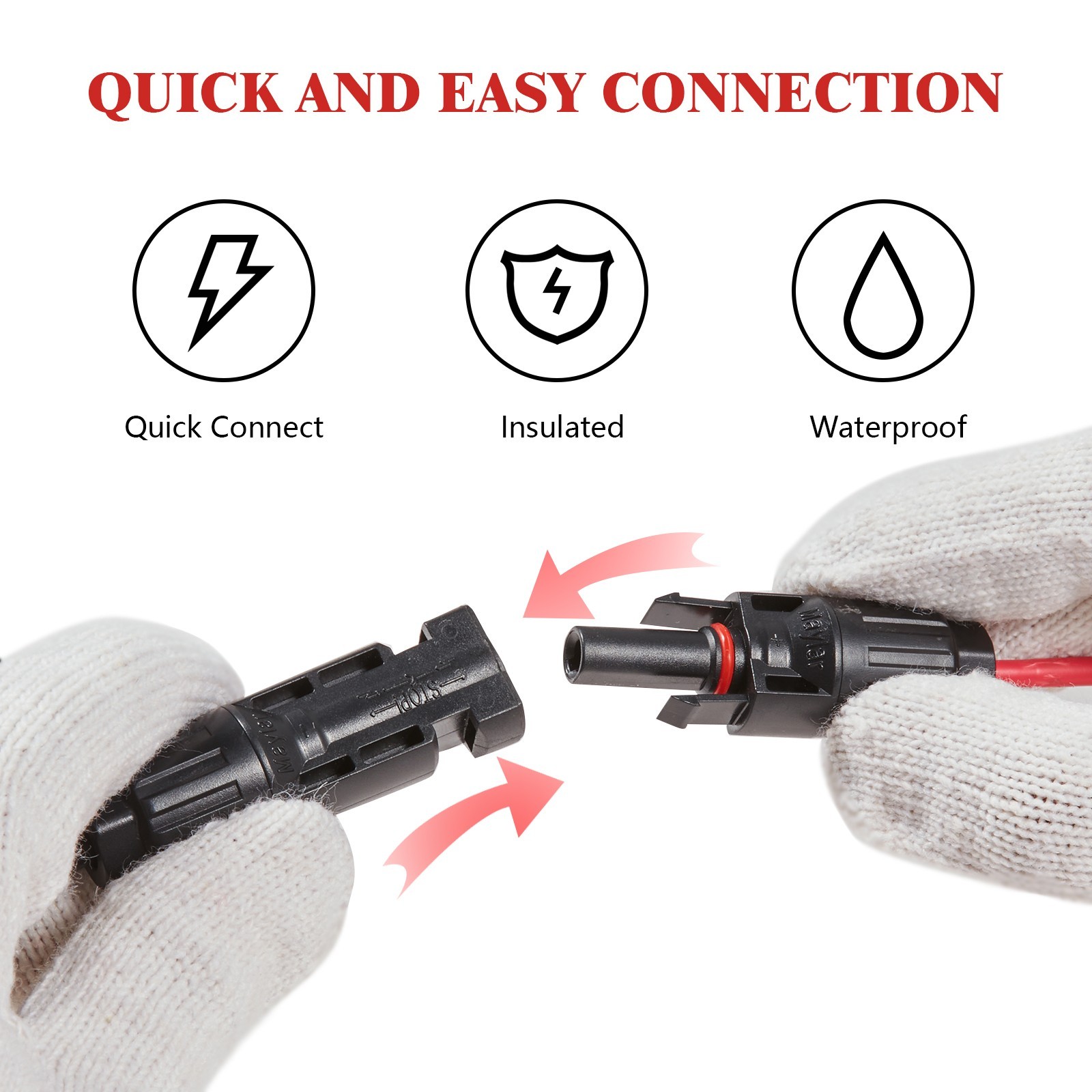 14AWG Solar Cable Connector 11ft Solar Panel Extension Cable Red Black Wires