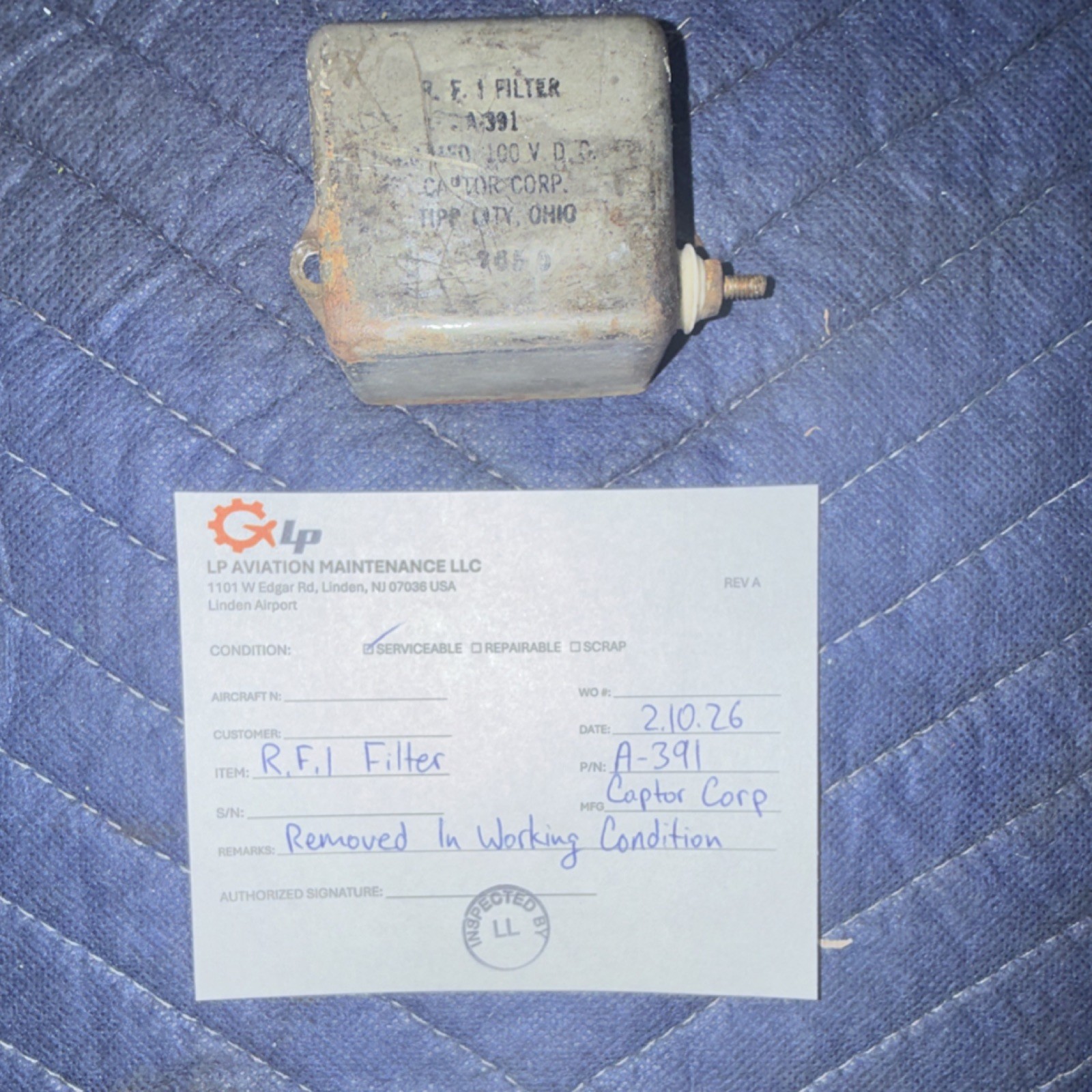 A-391 R.F.I Filter Used Good Condition