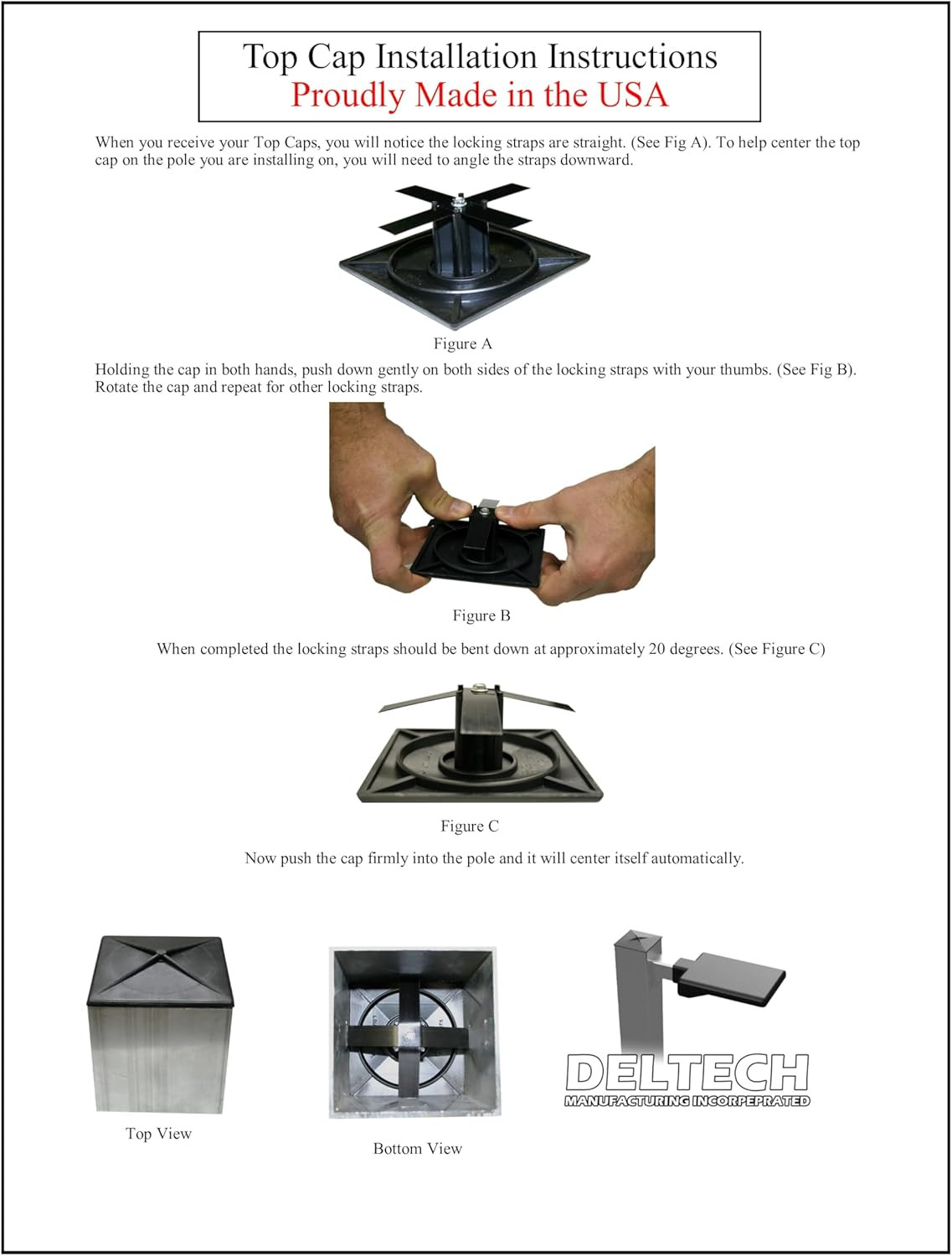 5" Square Light Pole Top Cap- Black Plastic by