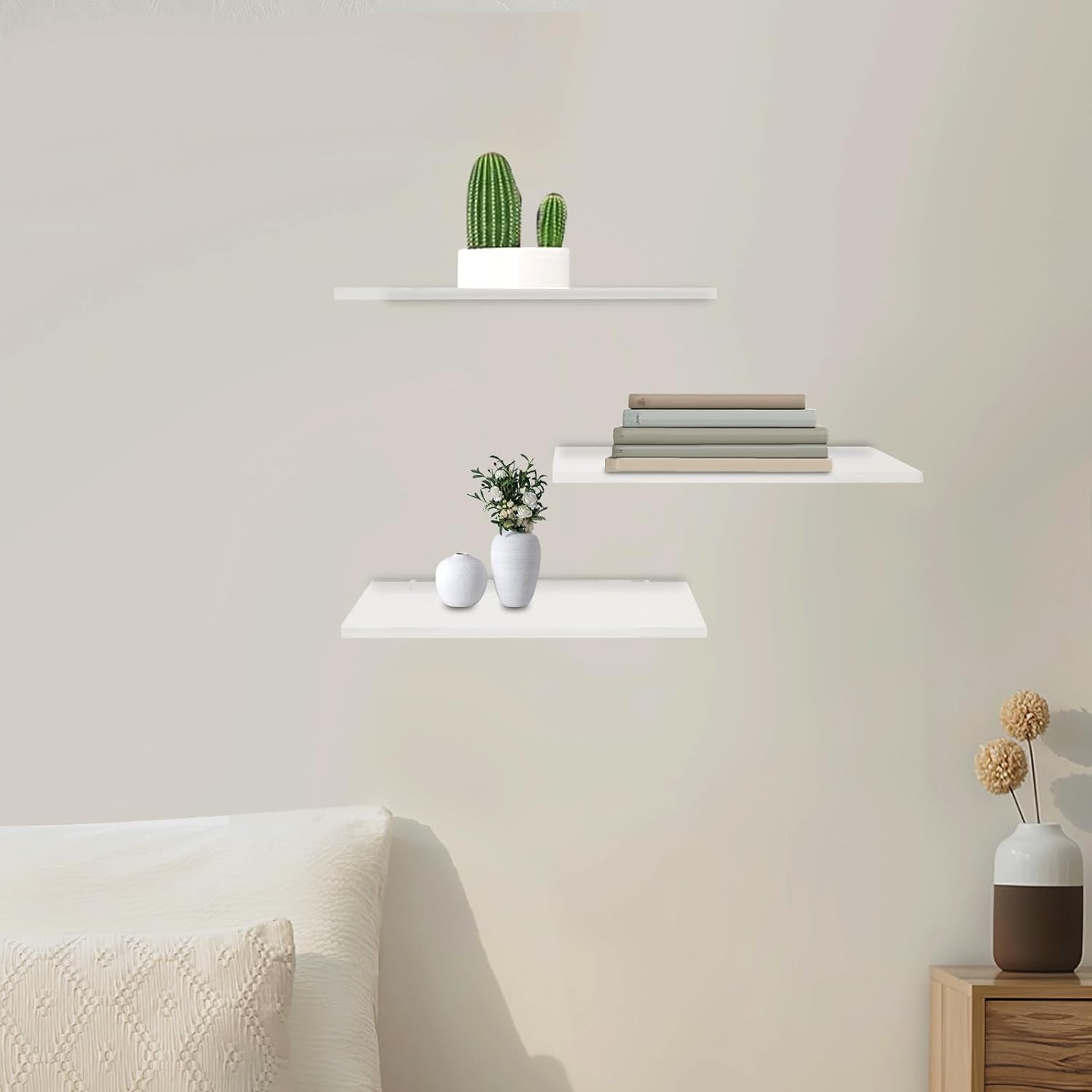17.5"x9.5" 3 PCS Wall Shelves Clear Acrylic Floating Shelves Wall Mounted Shelf