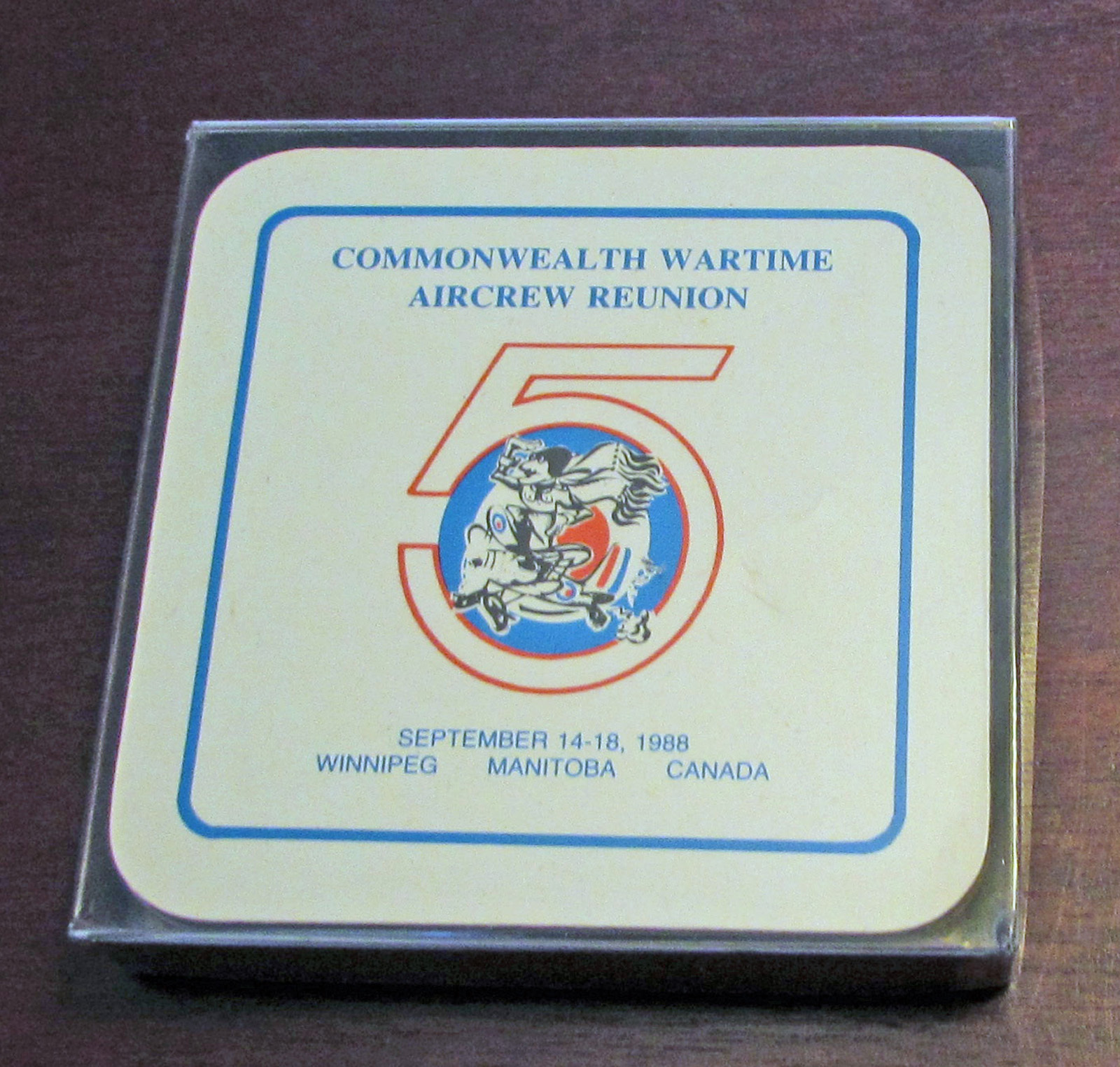 Commonwealth Wartime Aircrew Reunion  Coaster Set 1988 Winnipeg Manitoba Canada