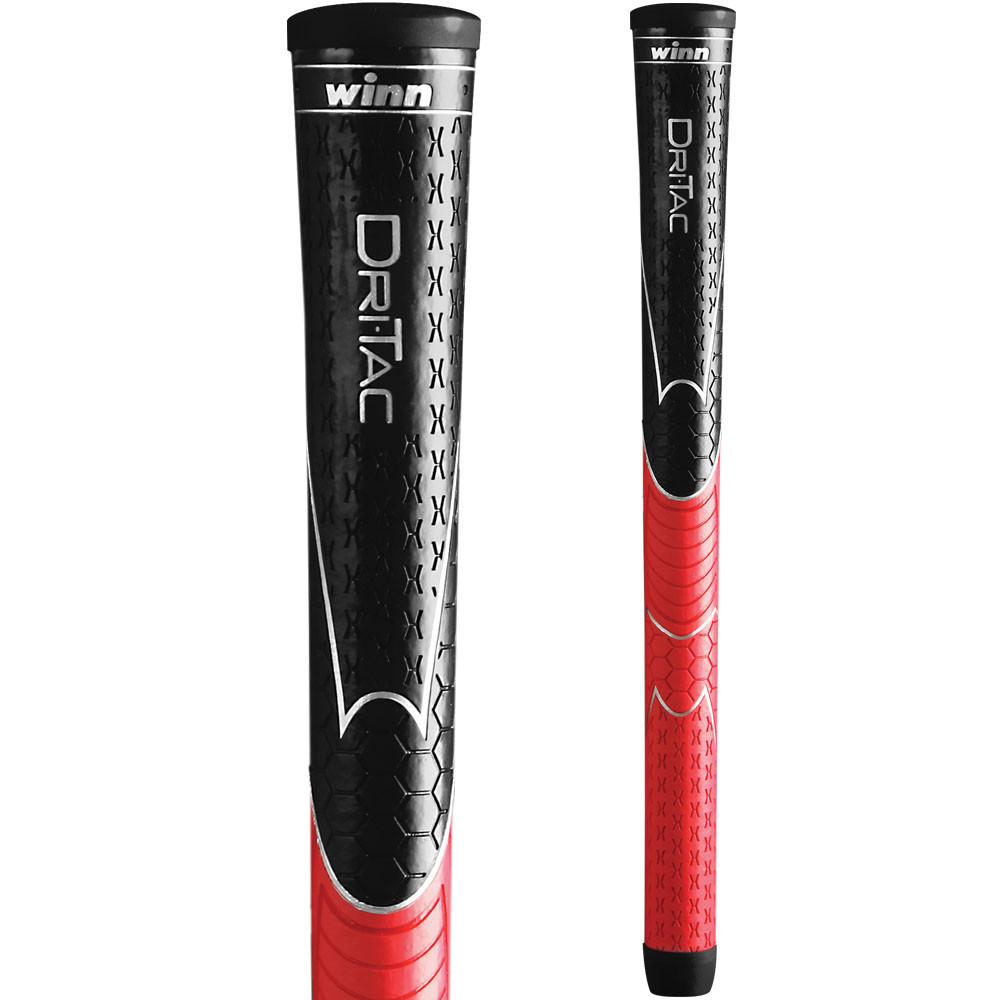 NEW SET OF 10 WINN DRI-TAC STANDARD SIZE GOLF GRIPS 5DT-BRD. BLACK/RED  DRITAC