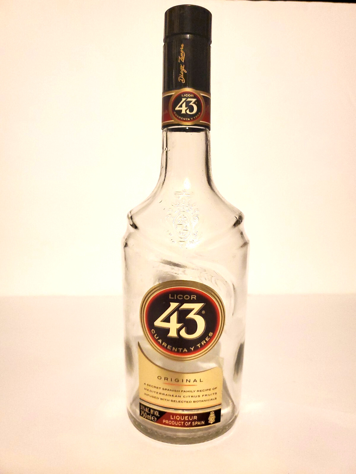Licor 43 Cuarenta Y Tres EMPTY Bottle Screw Top Cap 750ml Clear Glass