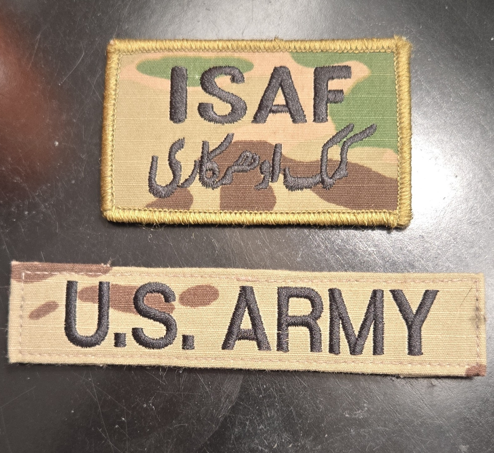 ISAF Afghanistan Patch + U.S. Army OCP Nametape Tape Lot 2pc Militaria