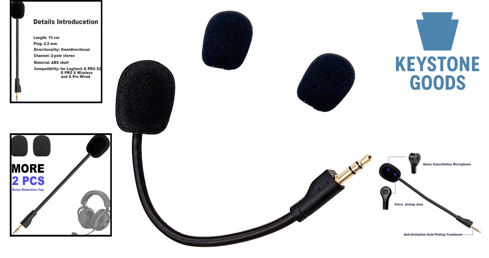 Replacement Gaming Microphone for Logitech G PRO X2 & X Headsets - Detachable...