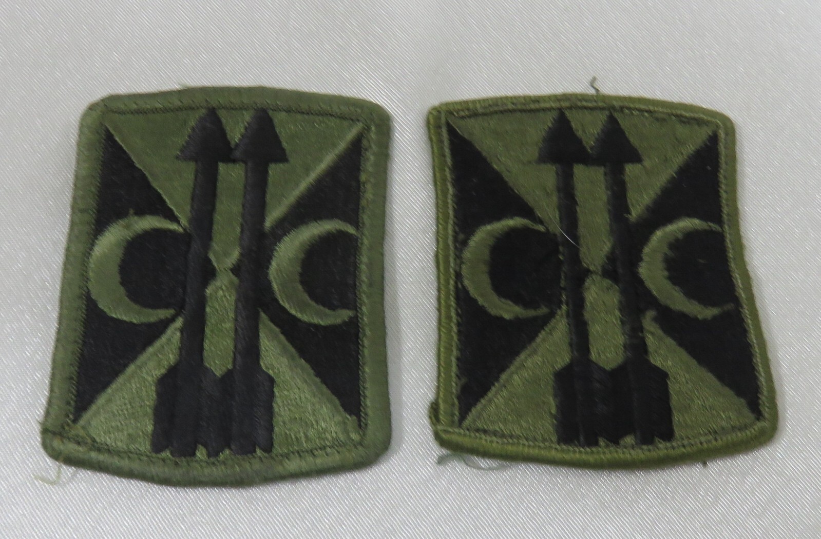 USA 212th Field Artillery Brigade Military patch set of 2 Black on Green