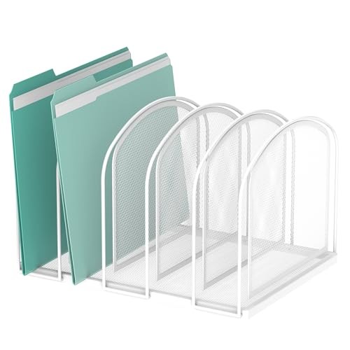 File Organizer 5-Section Mesh Desk Organizer, Upright File Organizer Desktop
