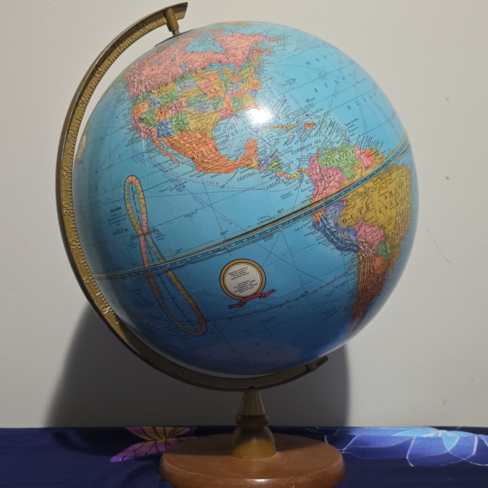 Vintage 1980 George F Cram Imperial World Globe 12" Tabletop Wood Stand USSR