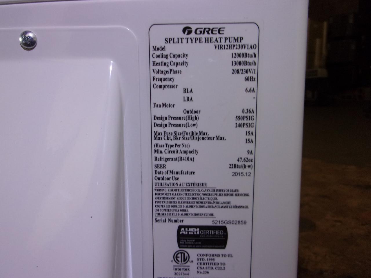 GREE Scratch & Dent Central Air Conditioner Mini Split Condenser VIR12HP230V1AO