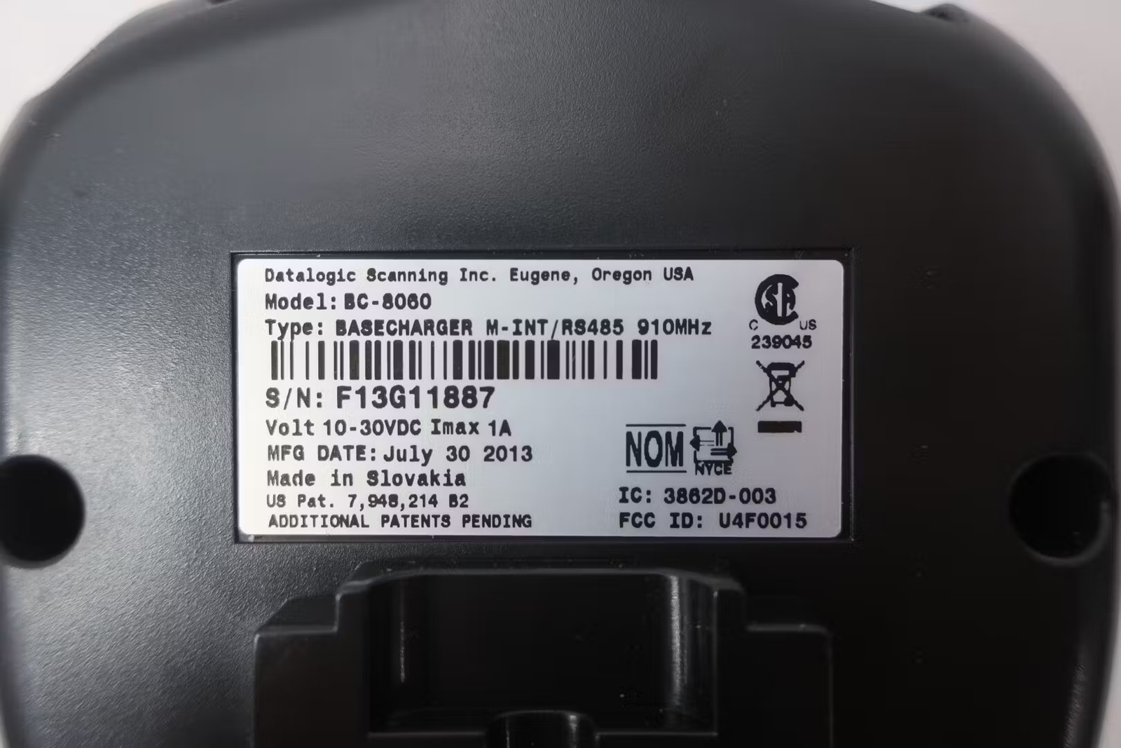 Datalogic BC8060-910 Multi-interface Cradle 10-30v-dc