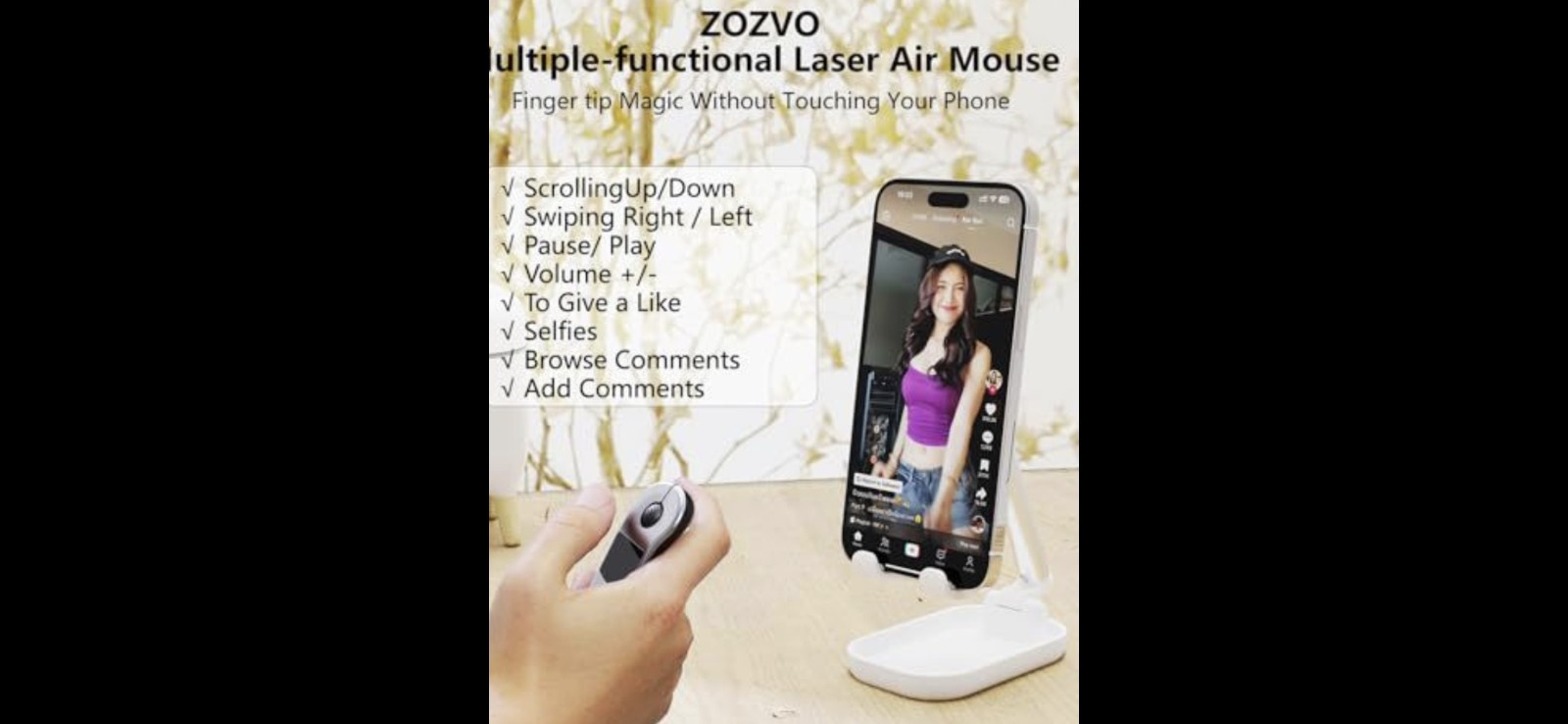 ZOZVO Multi-functional Laser Air Mouse Wireless Pointer D13 Gray/Black