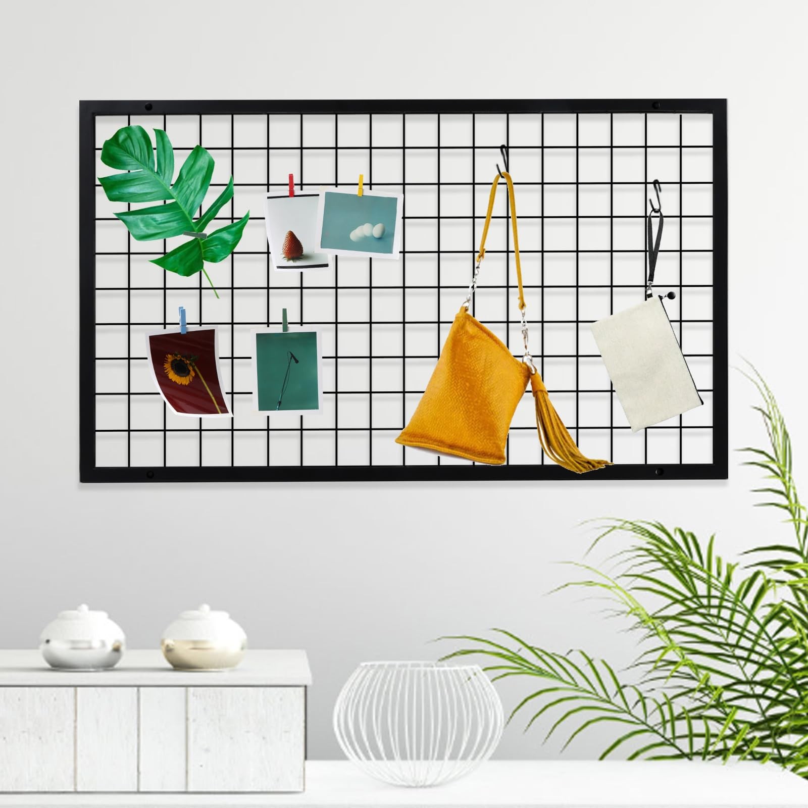 3 Packs Grid Wall Panels, Metal Black Wire Grid Panel, Gridwall Display Rack,...