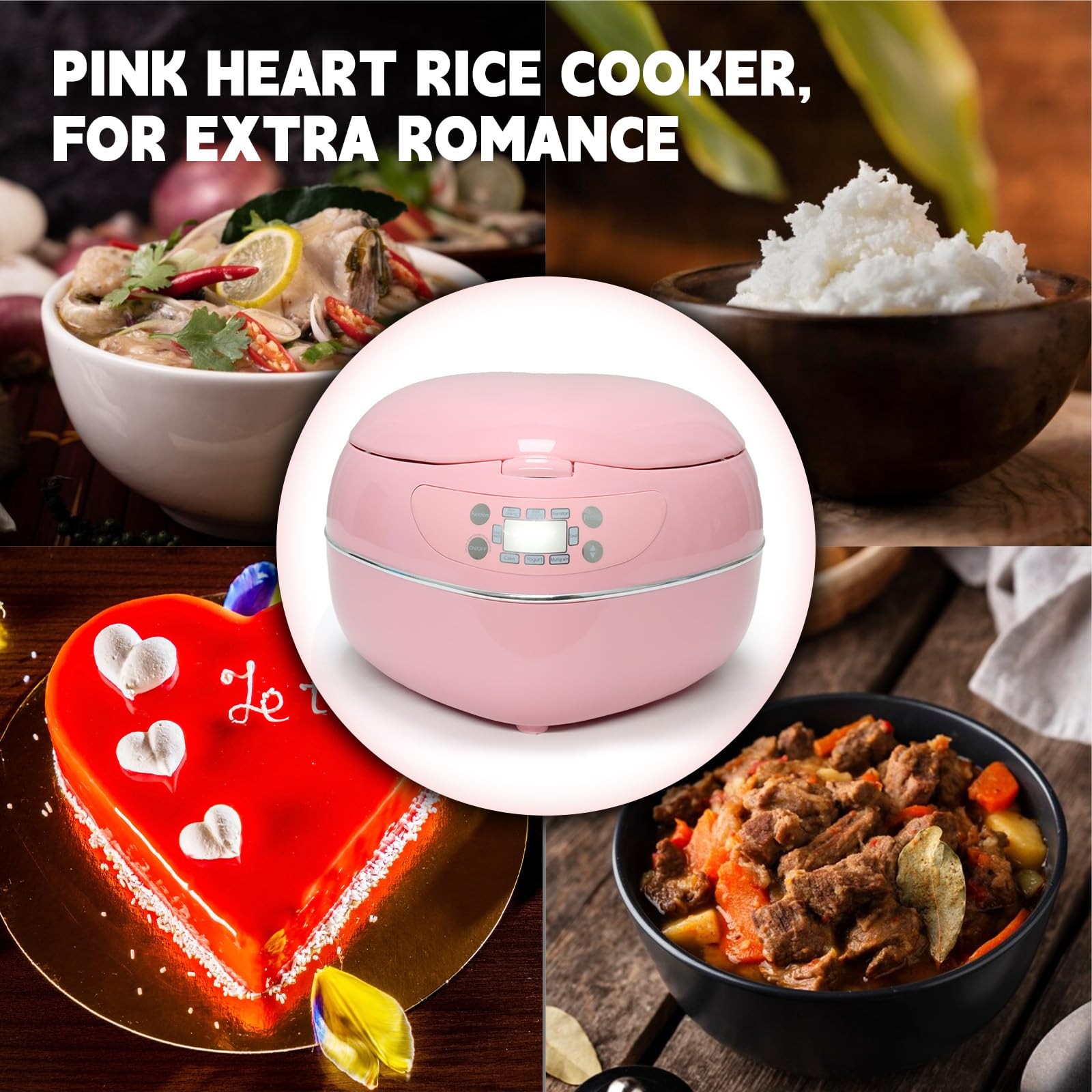 Heart Shaped Pink Rice Cooker, Small Multifunctional Peach Shape
