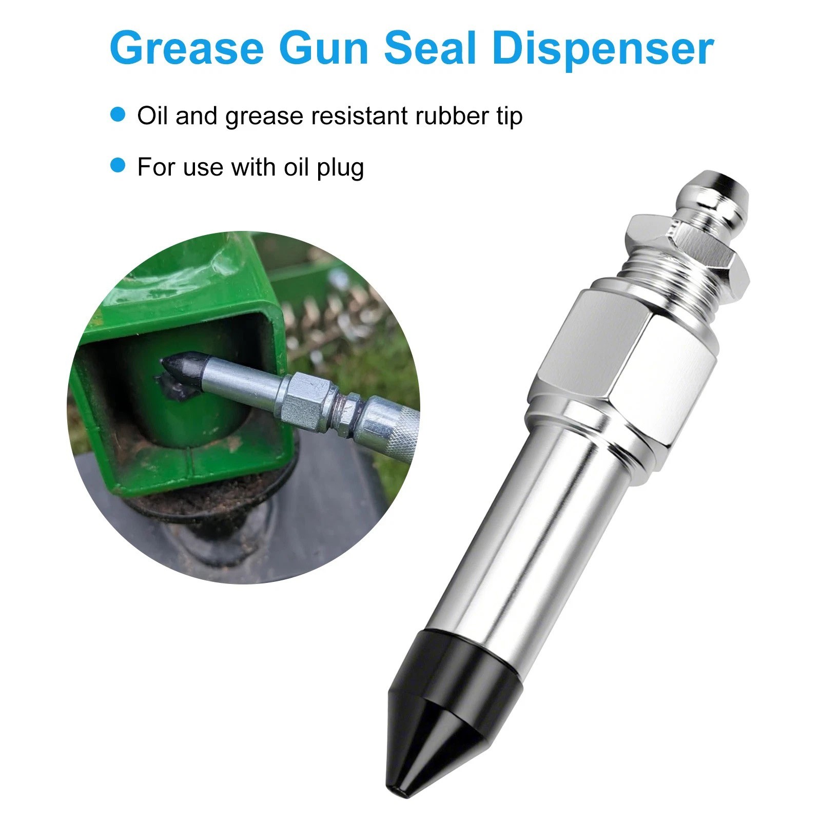7pcs Grease Needle Tip Kit with Dispenser Rubber Nozzle for Tight Space Access