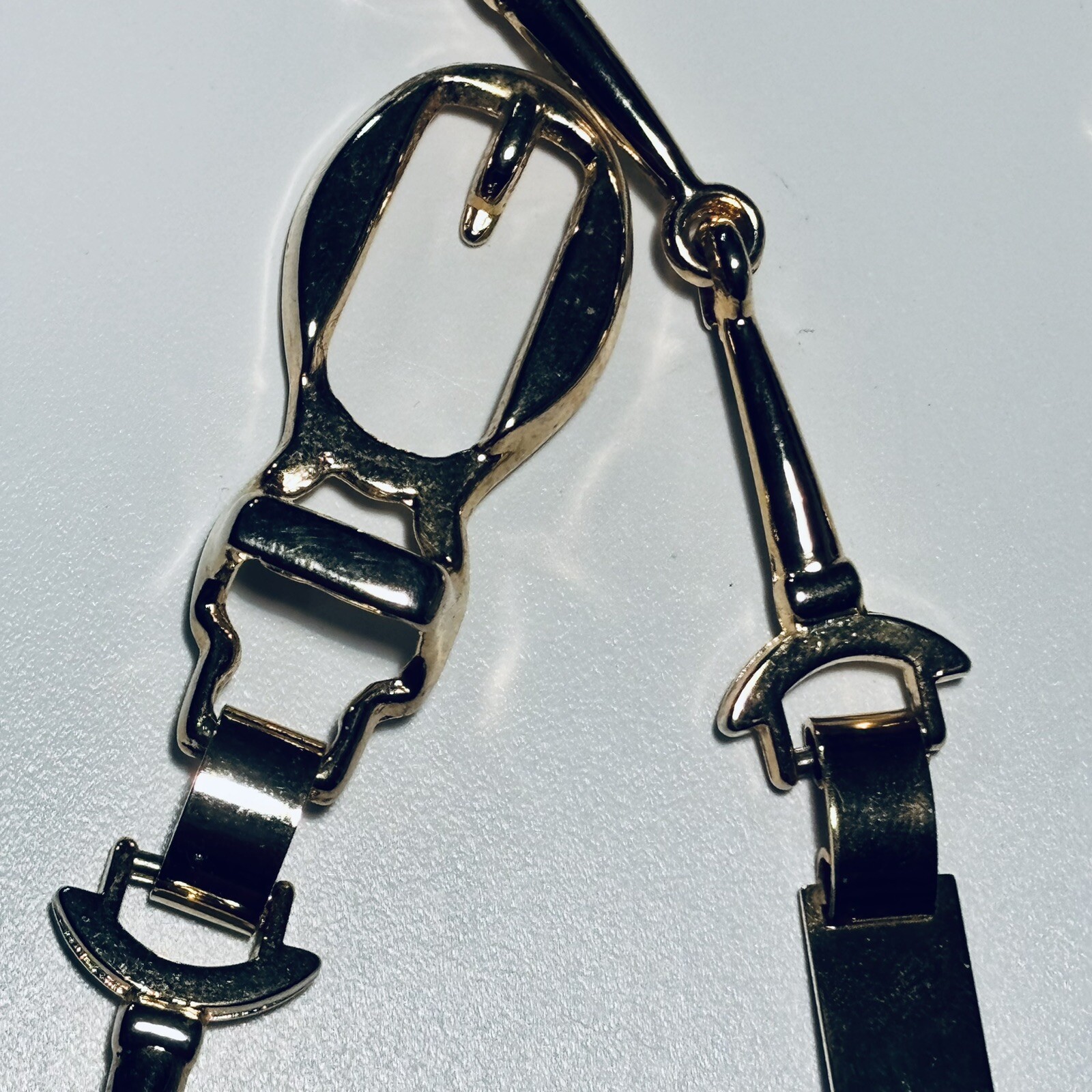 Belt Horse Snaffle Bit Sectional Vintage Gold Tone 25'-27" Classic 3/4"  width