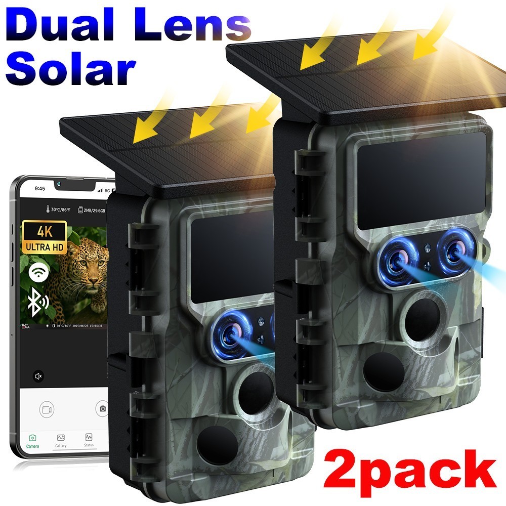 2x Campark 60MP Wildlife Trail Camera 4K Hunting Game Cam Dual Lens Night Vision