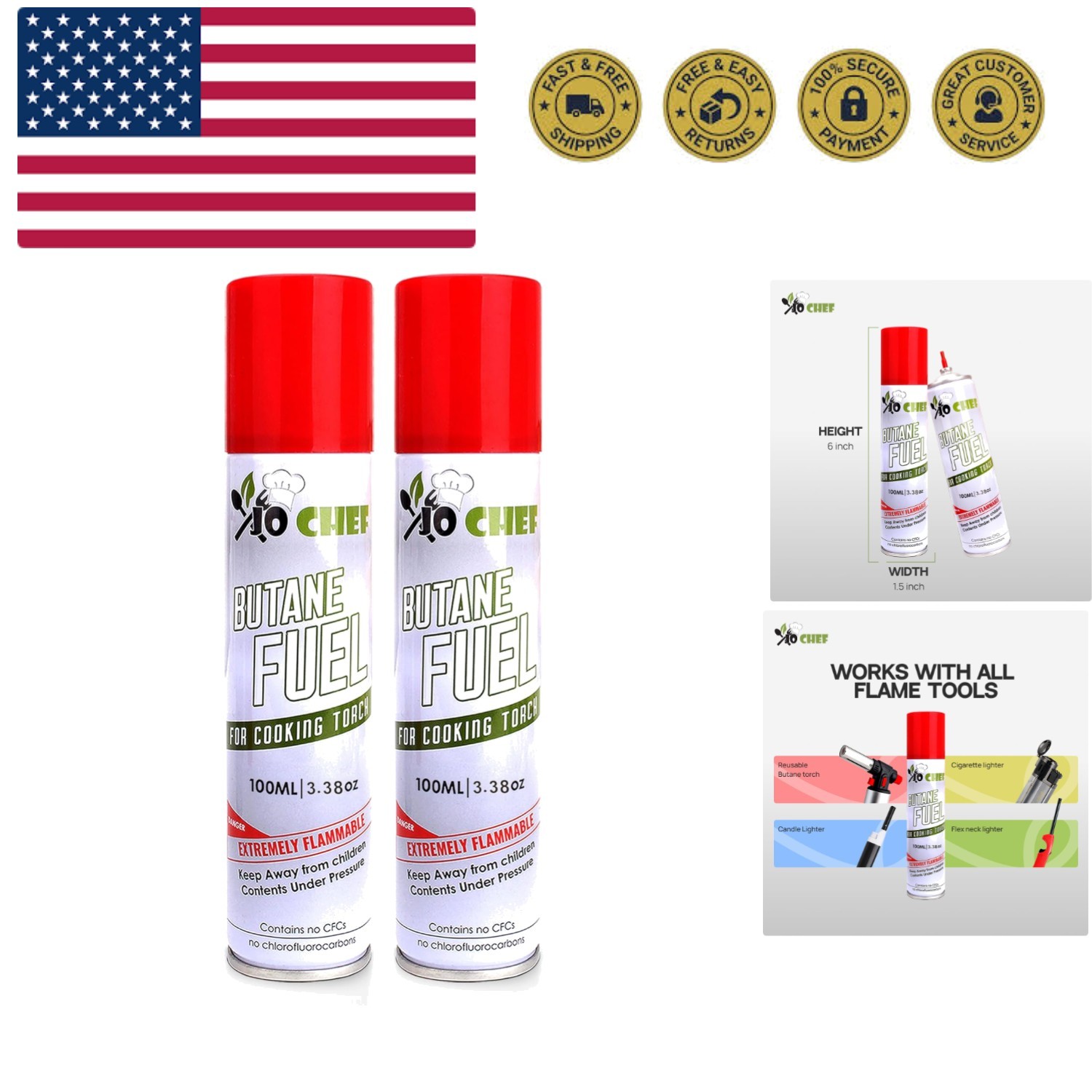 Butane Refill, Butane Torch Fuel Refill, Gas Lighter Fluid Refill Canister, K...